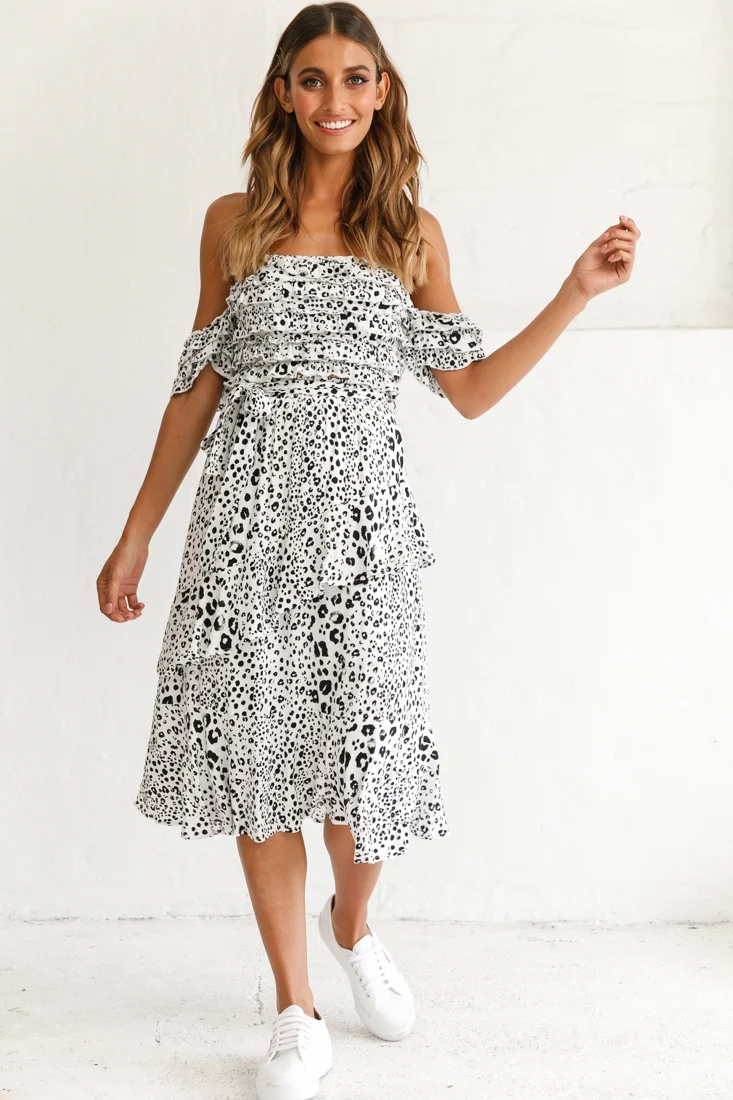 Ojai Midi Skirt White Leopard Print - Image 4