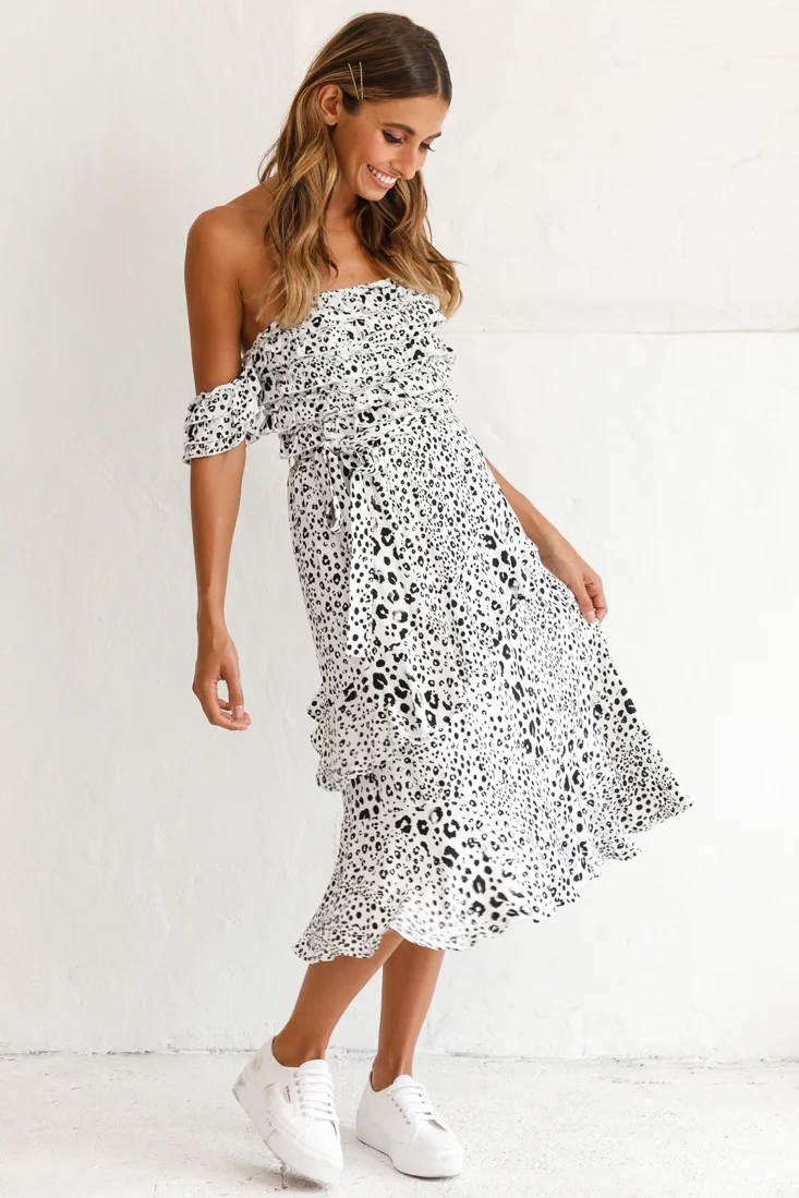 Ojai Midi Skirt White Leopard Print - Image 5