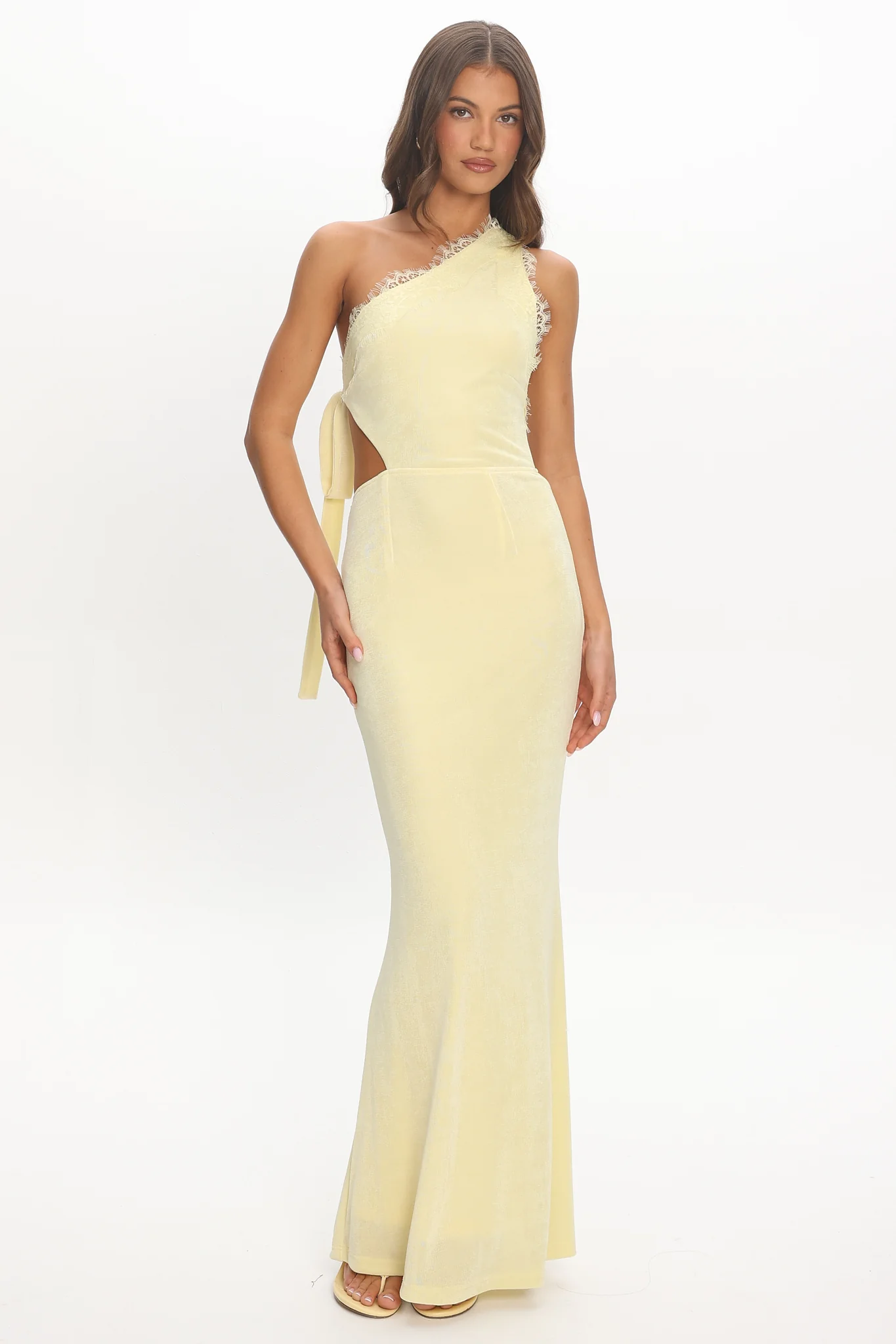 Olaya Cut-Out Lace Trim Maxi Dress Yellow - Image 2