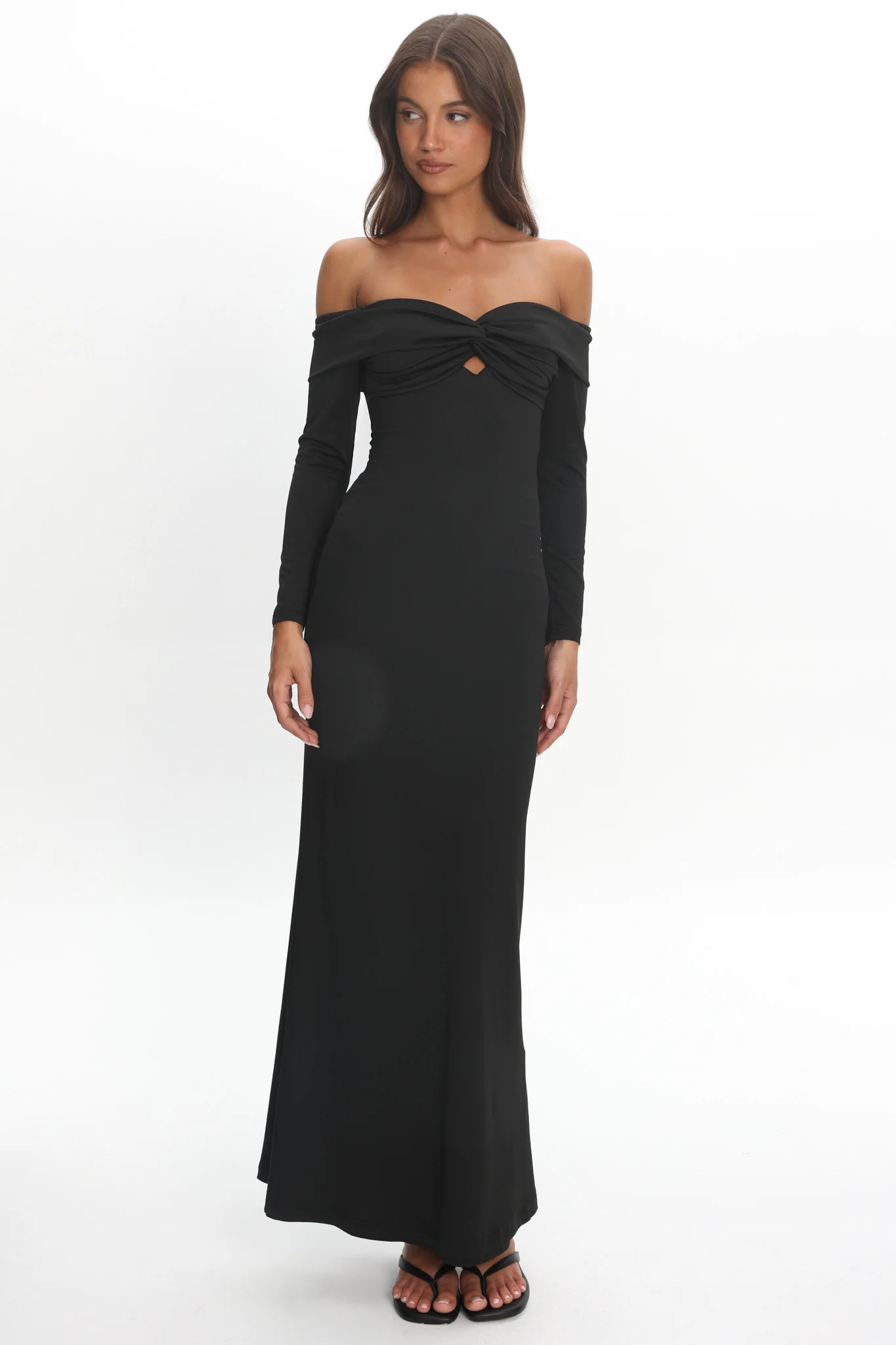 Oliana Twist Bust Maxi Dress Black - Image 4