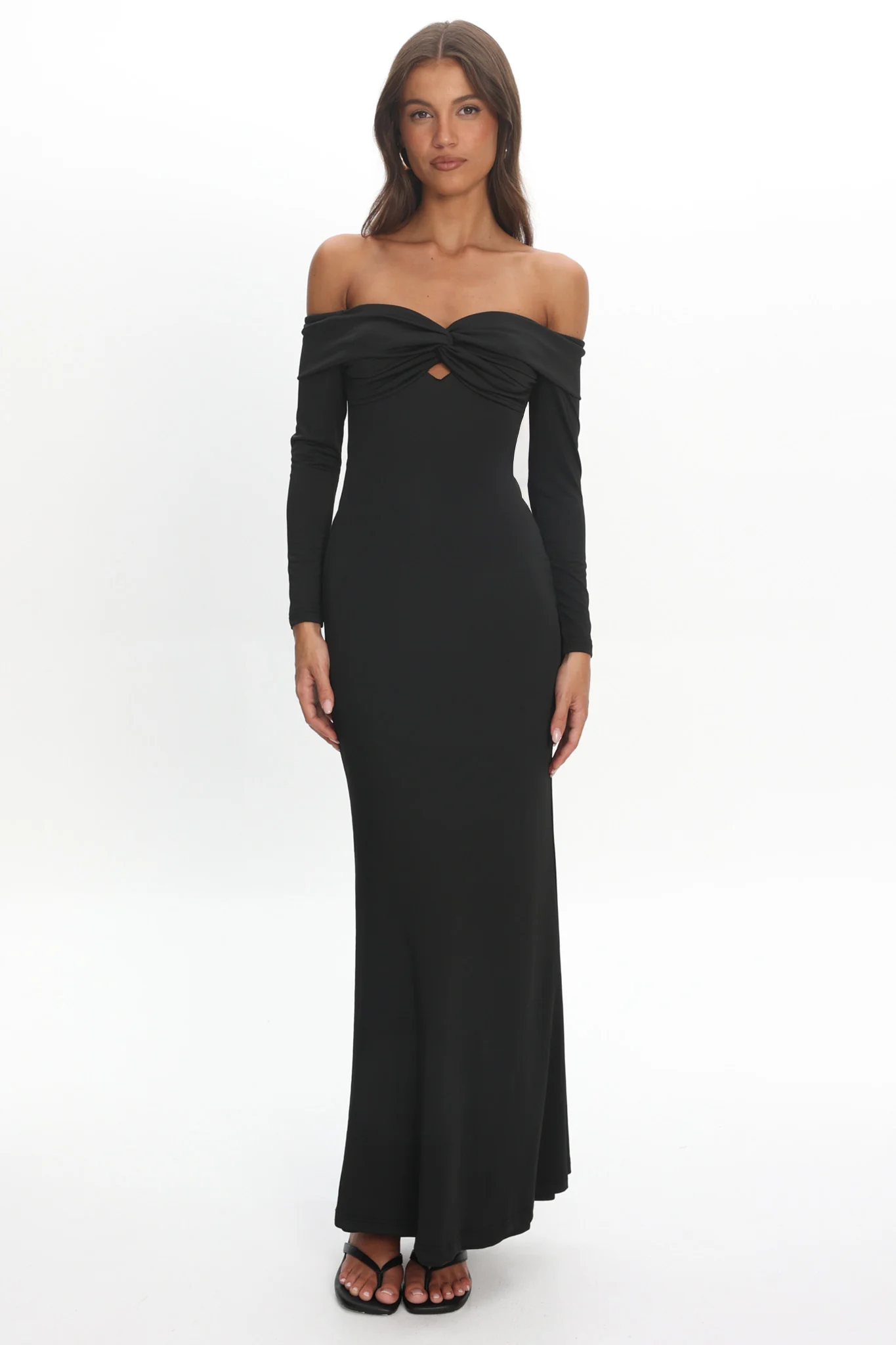 Oliana Twist Bust Maxi Dress Black - Image 5