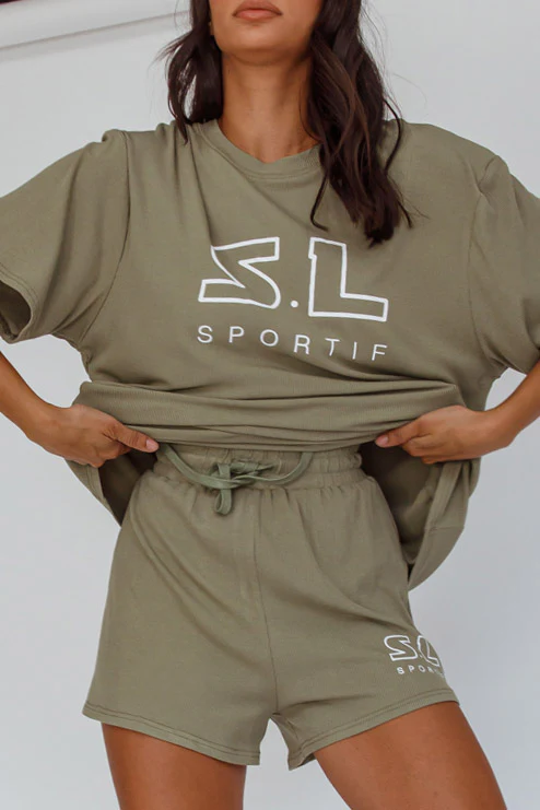 On Track SL Logo Shorts Khaki - Image 4