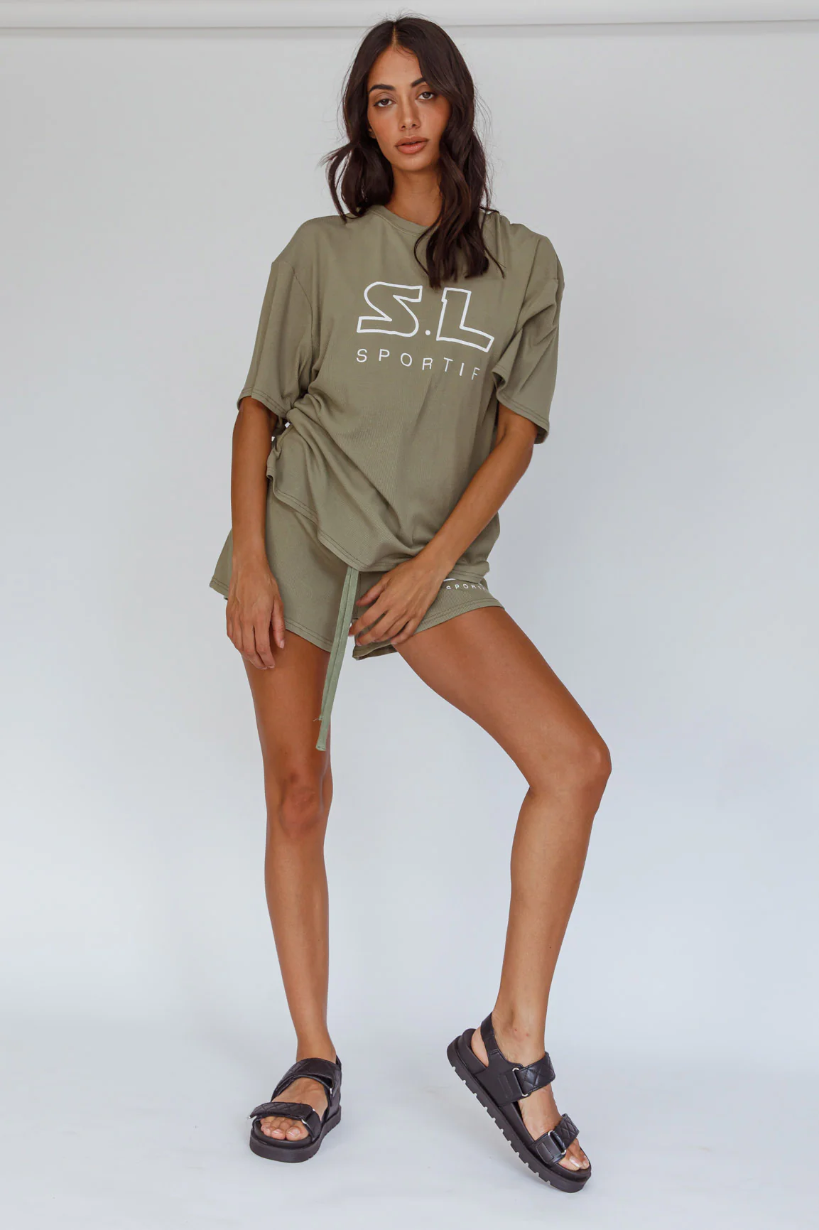 On Track SL Logo Shorts Khaki - Image 5
