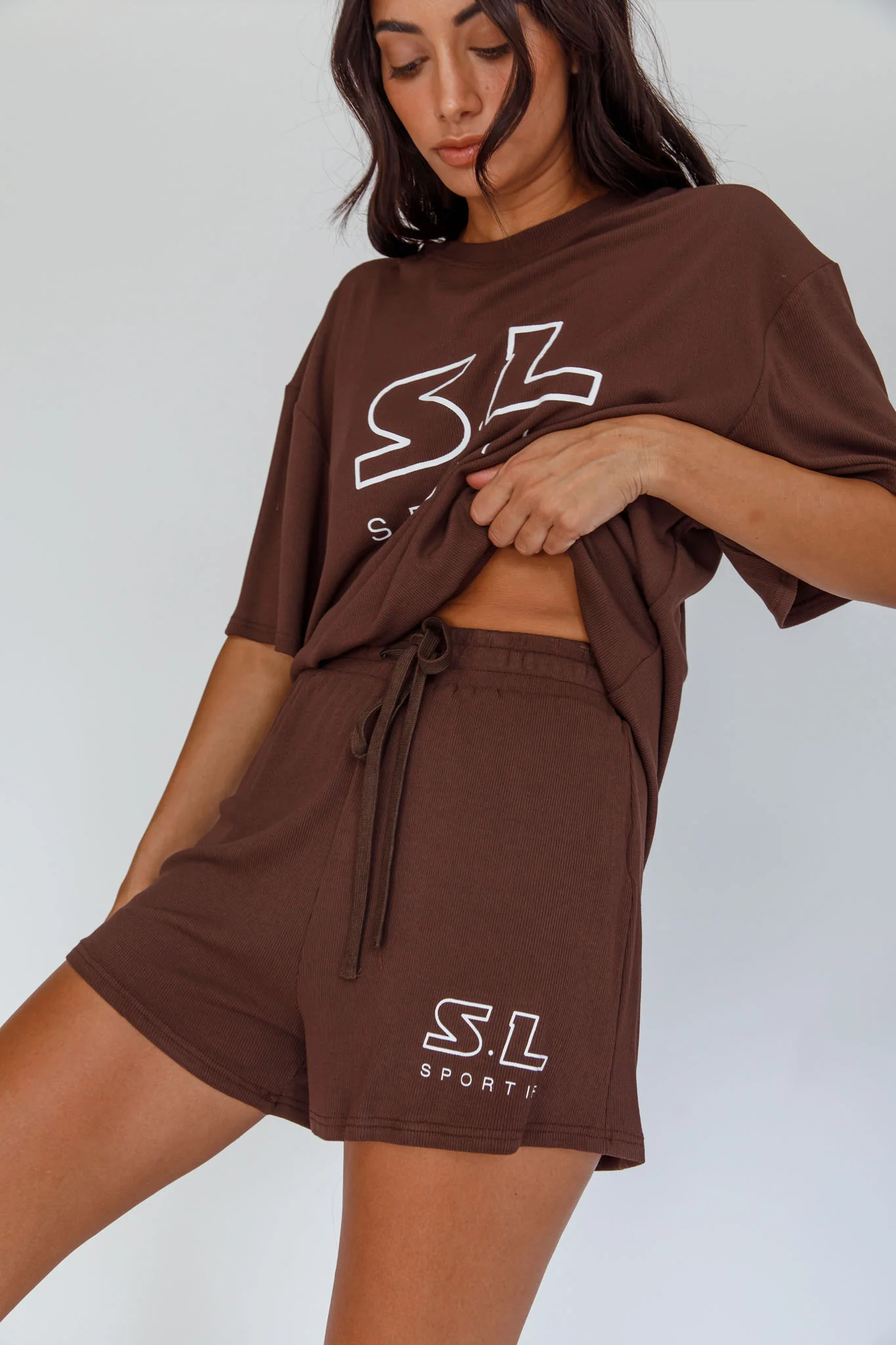 On Track SL Logo T-Shirt Chocolate - Image 2