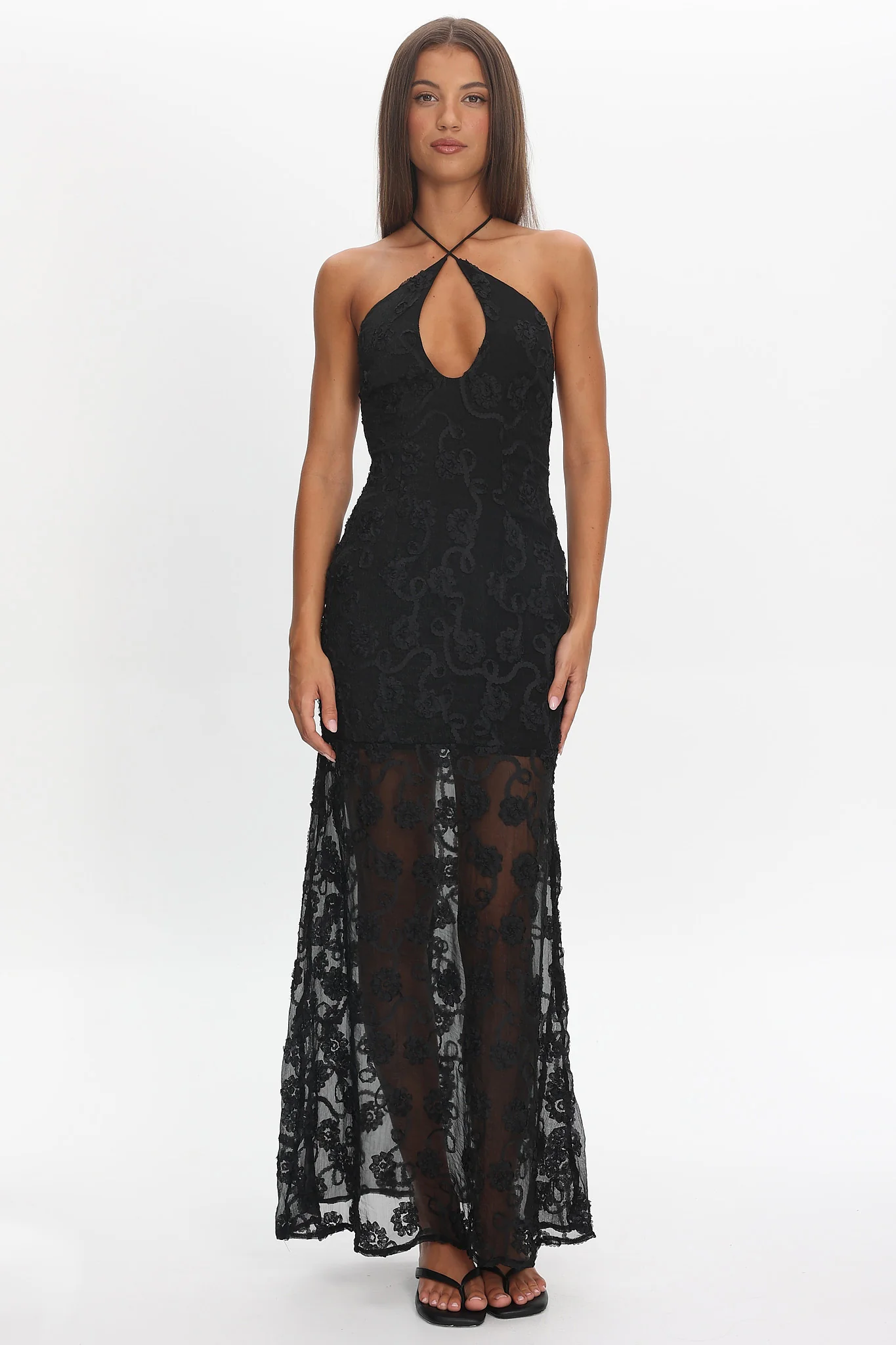 One Night Low Back Maxi Dress Embellished Black - Image 5