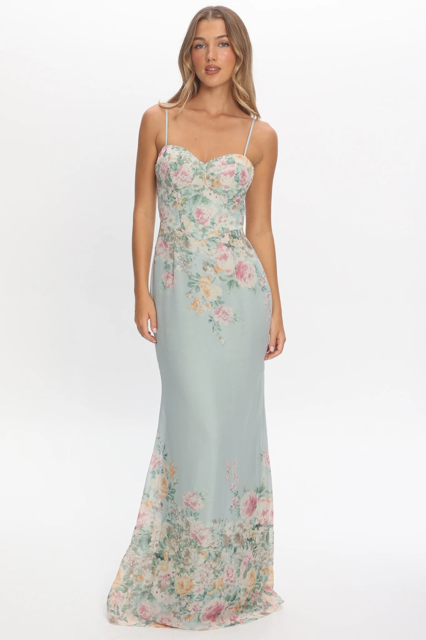 Onix Sweetheart Neckline Maxi Dress Floral Sage - Image 5