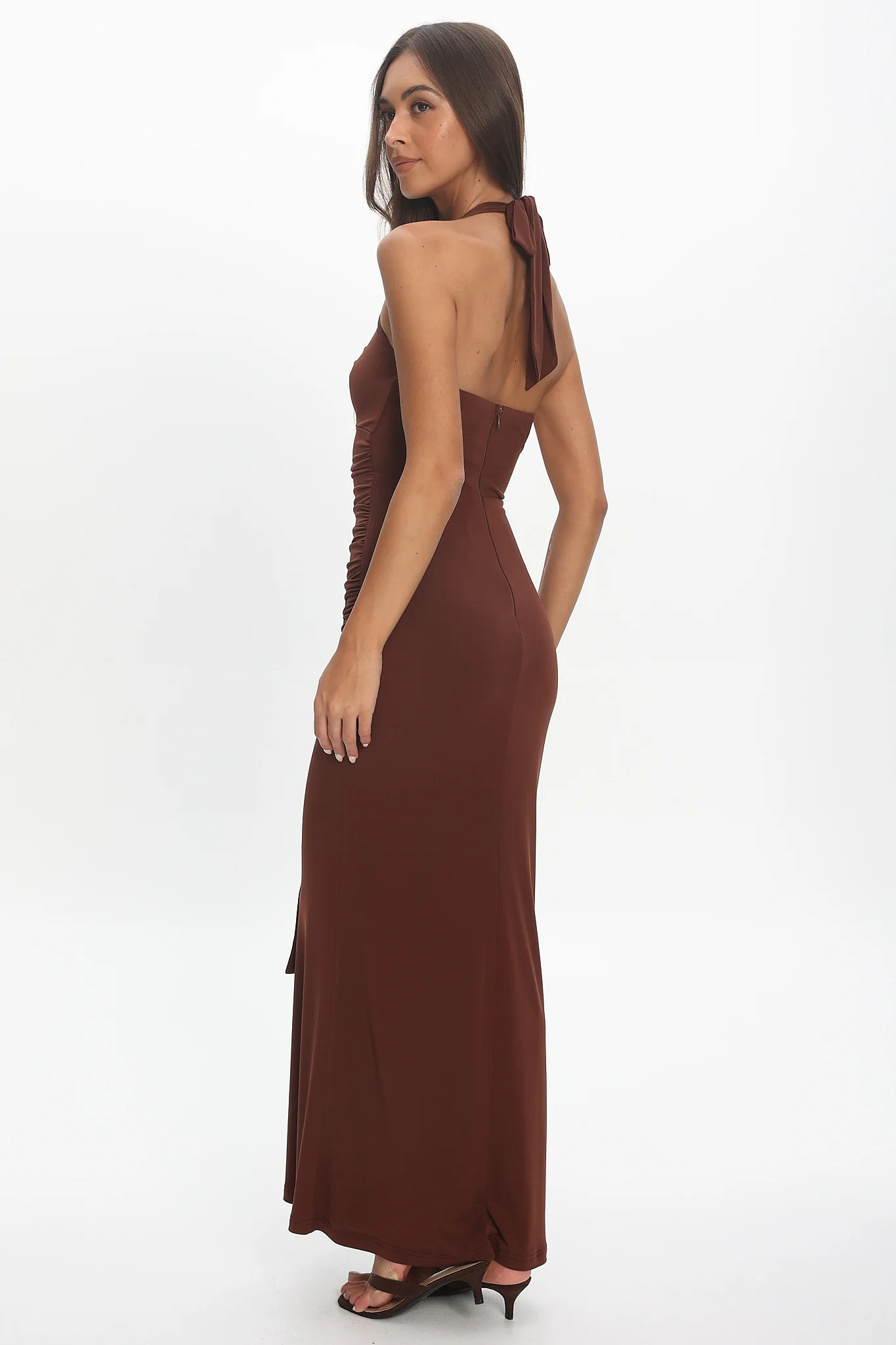 Opera Drape Bust Maxi Dress Chocolate - Image 3