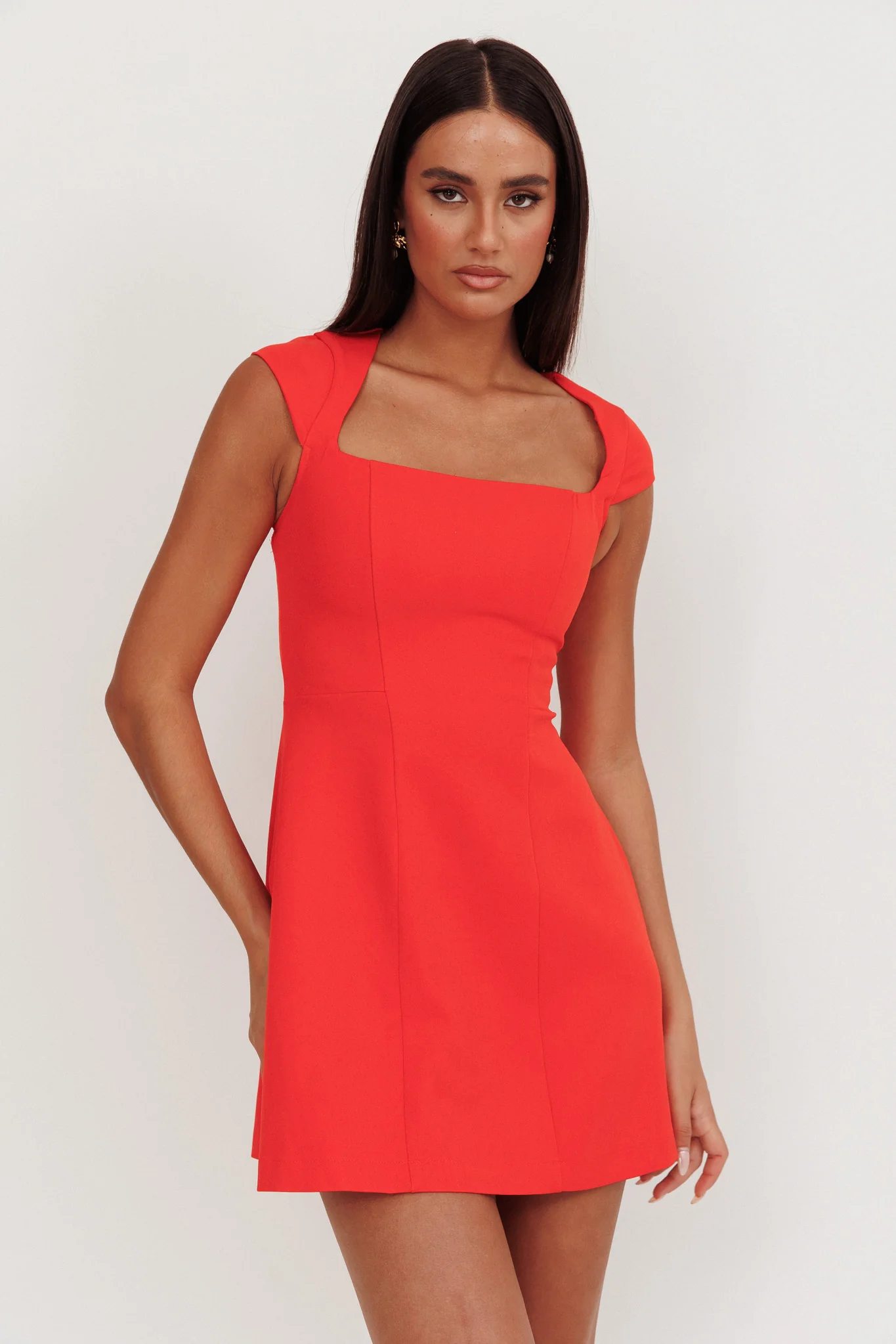 Opulent Cap Sleeve Mini Dress Red - Image 2