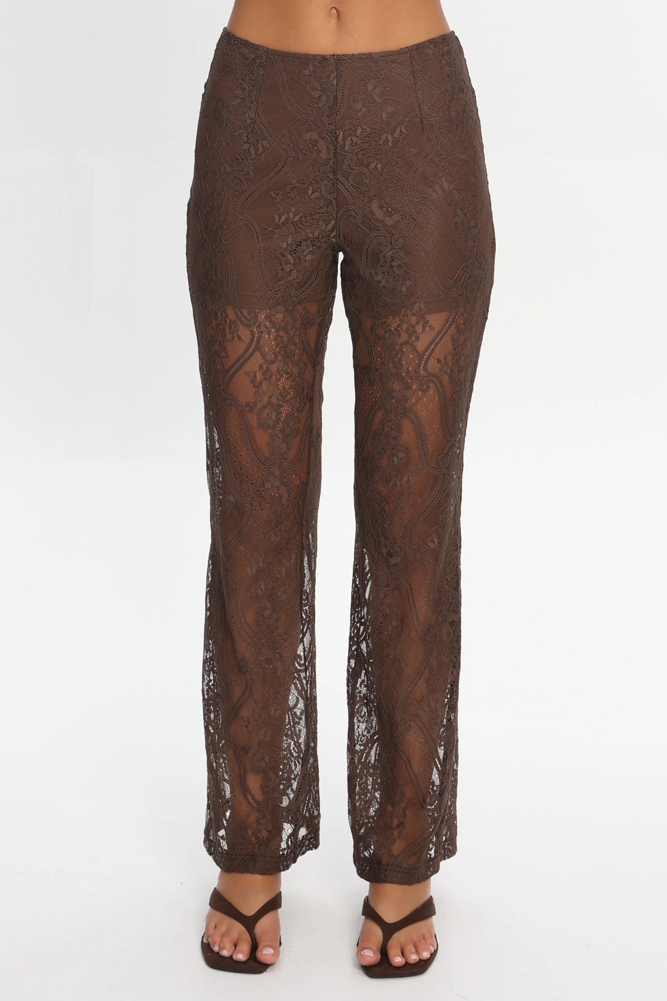 Opulent Lace Pants Chocolate - Image 4