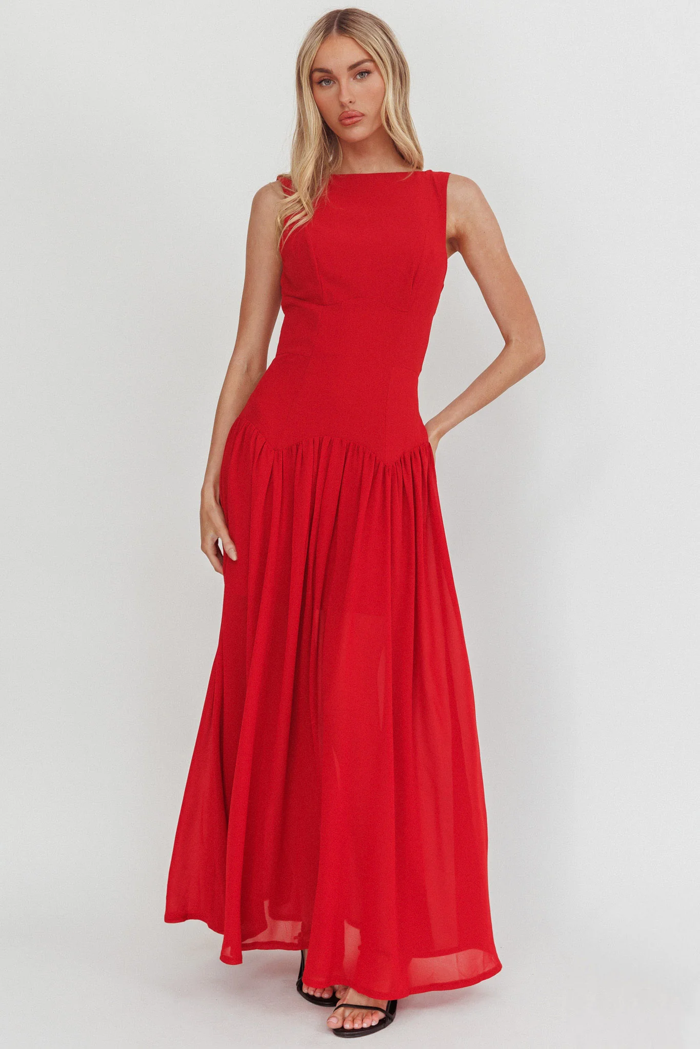Opulent Low Back Maxi Dress Red - Image 5
