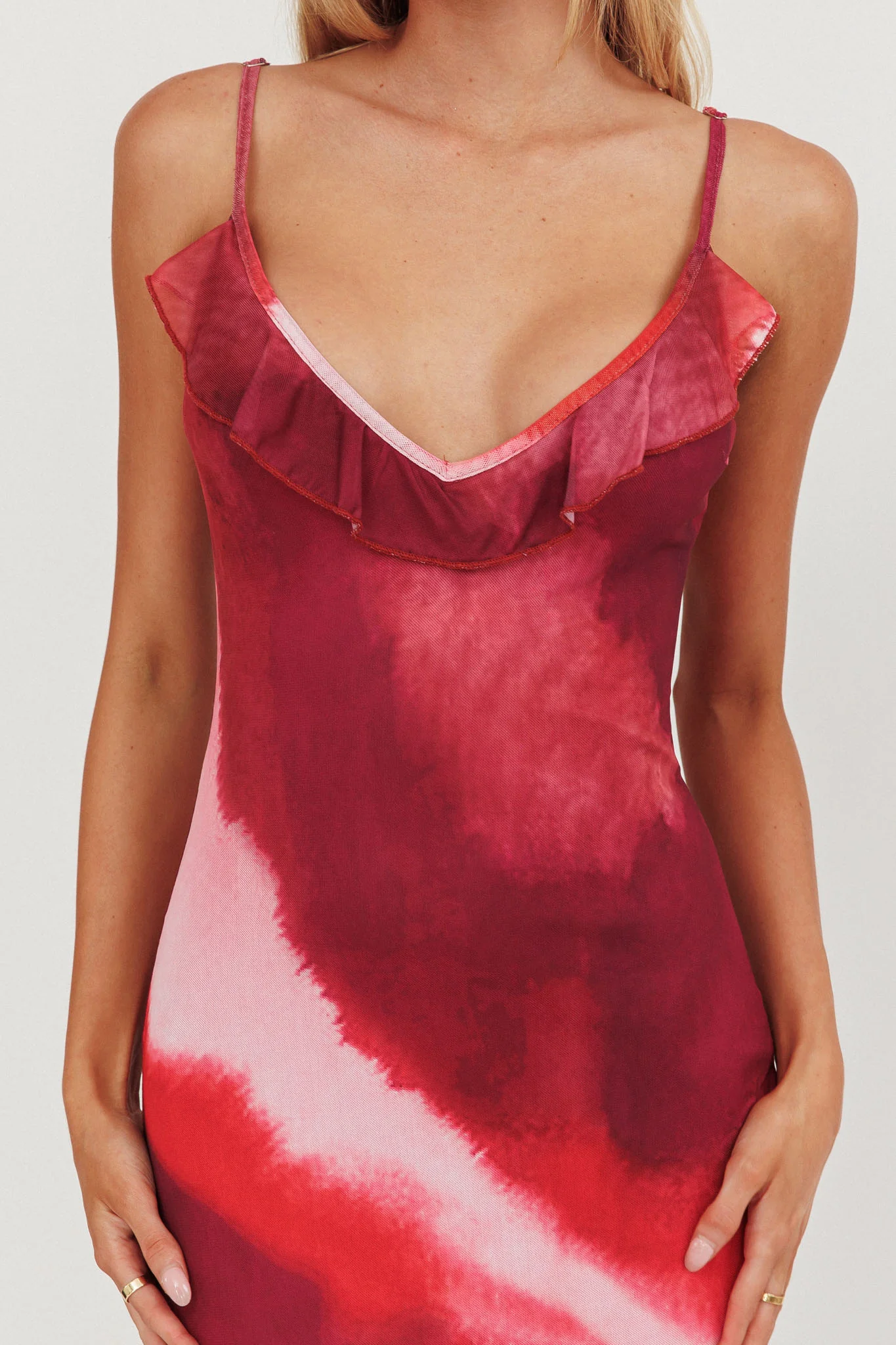 Oskar Tiered Ruffle Hem Mermaid Maxi Dress Pink - Image 4