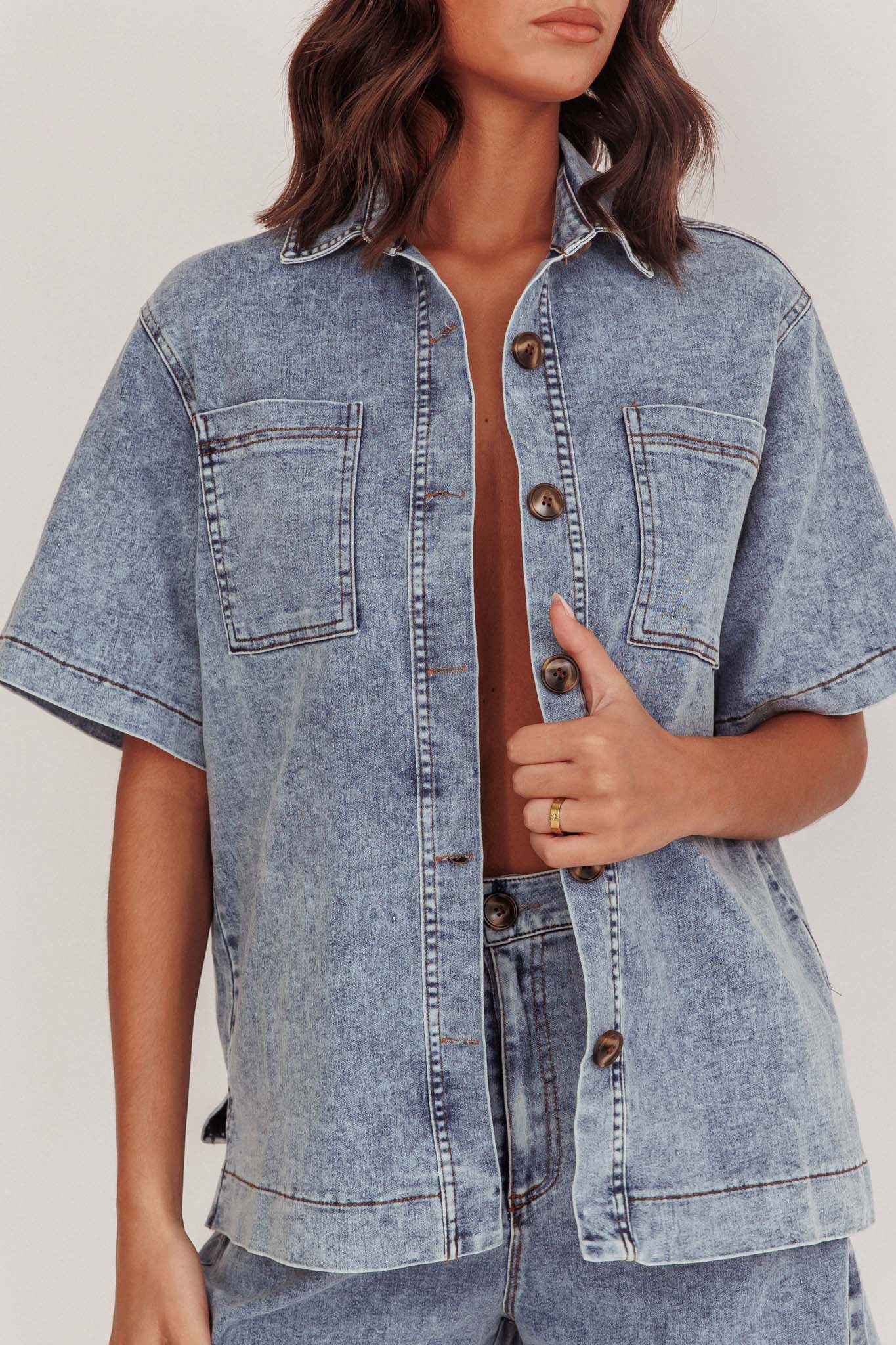 Ottawa Button Up Shirt Denim Blue - Image 3