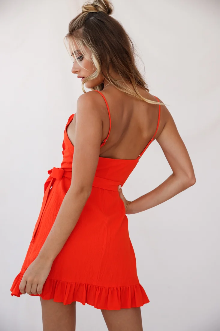 Oui Oui Wrap Ruffle Dress Tangerine - Image 3