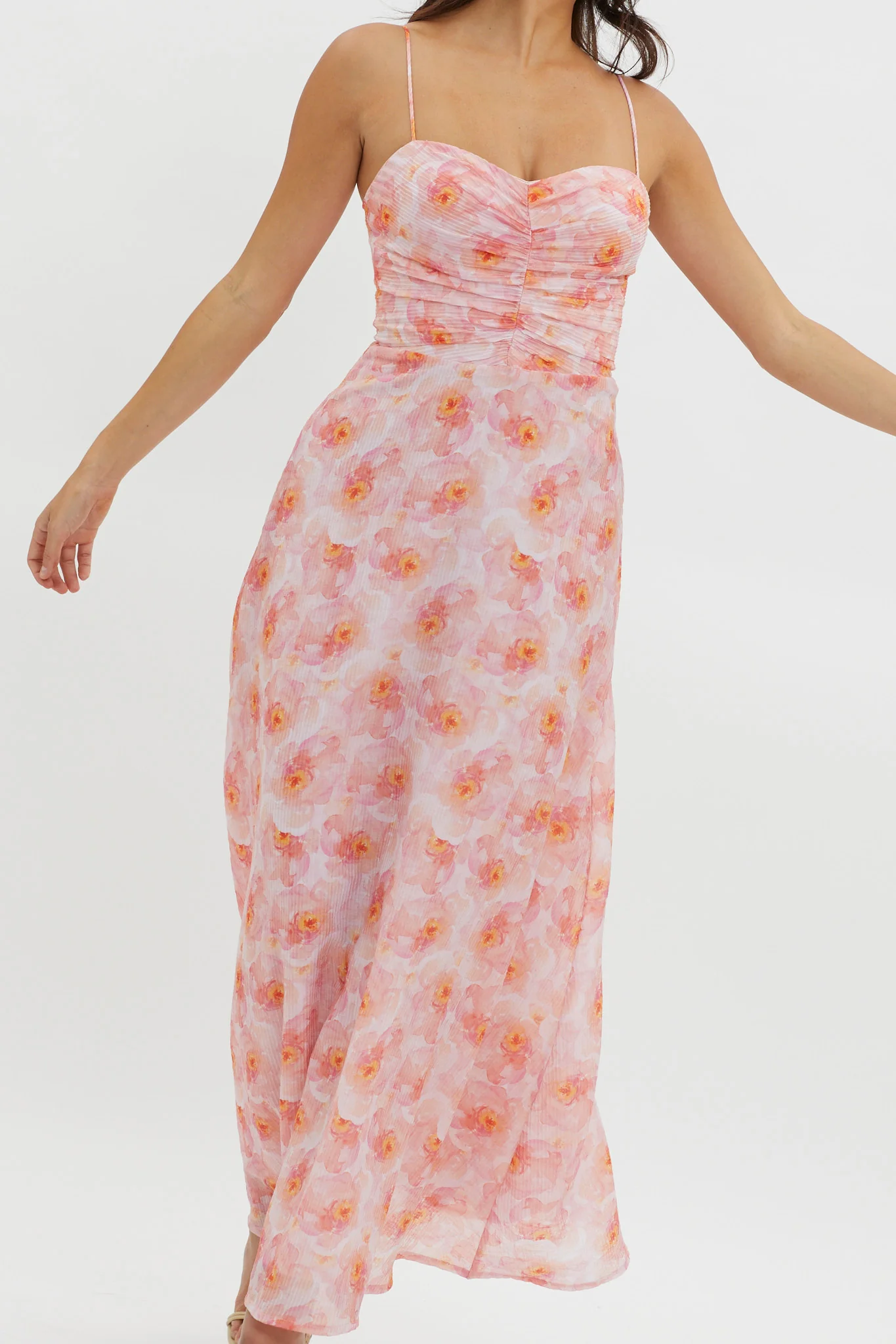 Our Song Ruched Bodice Maxi Dress Orange - Image 2