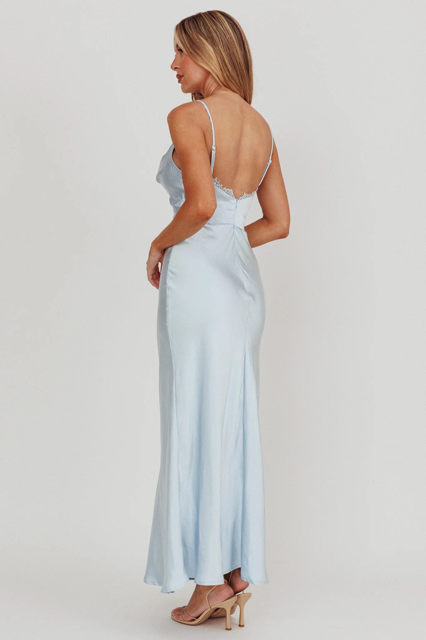 Our Story Surplice Neckline Maxi Dress Steel Blue - Image 2