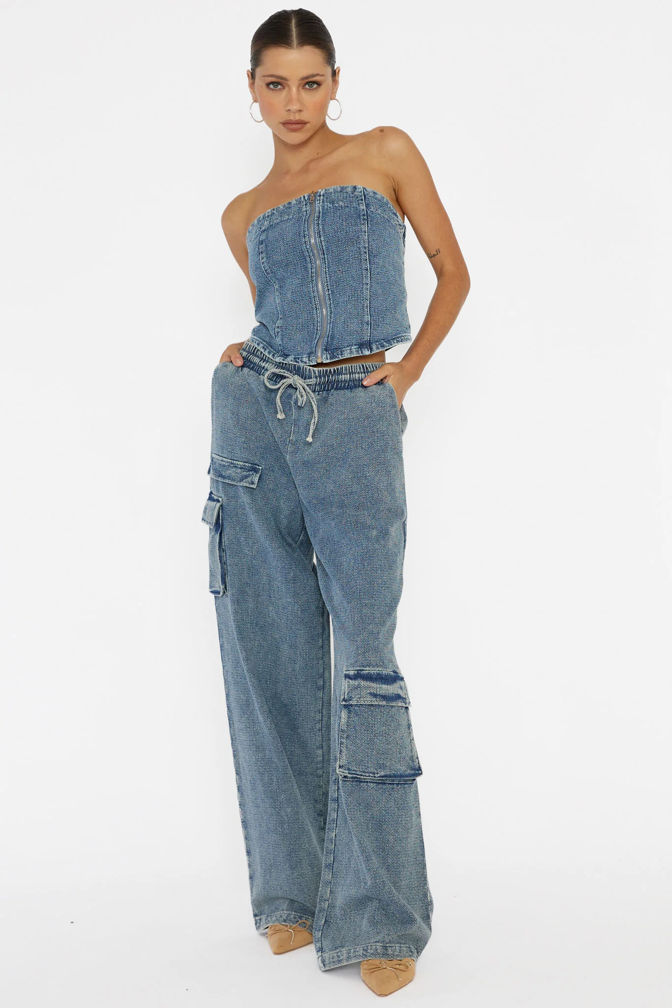Out Of Touch Cargo Pants Indigo - Image 3