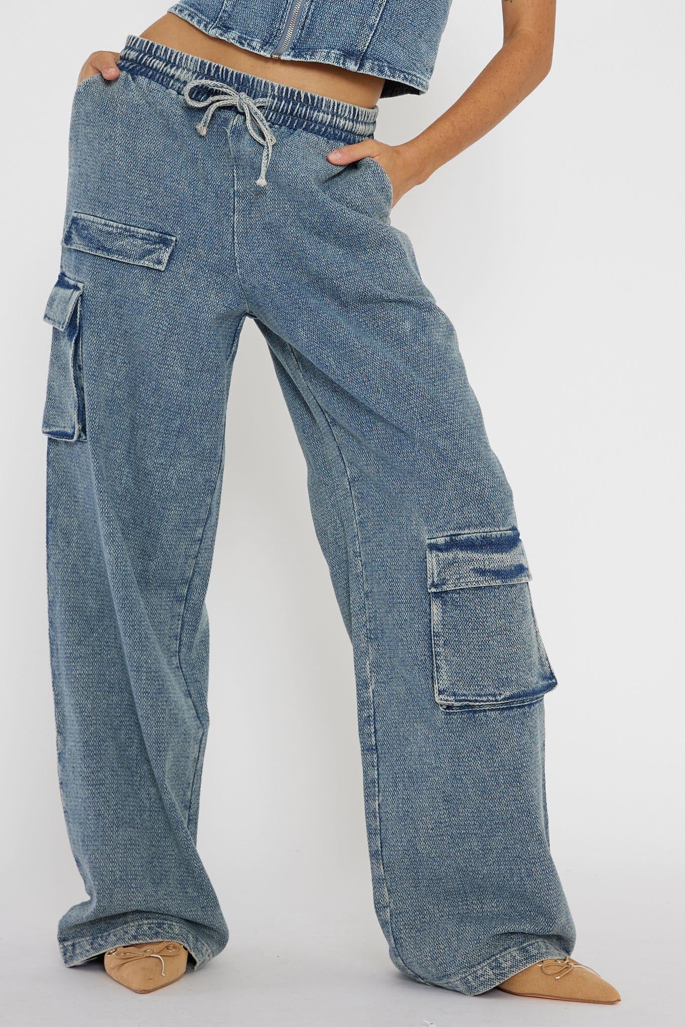 Out Of Touch Cargo Pants Indigo - Image 4