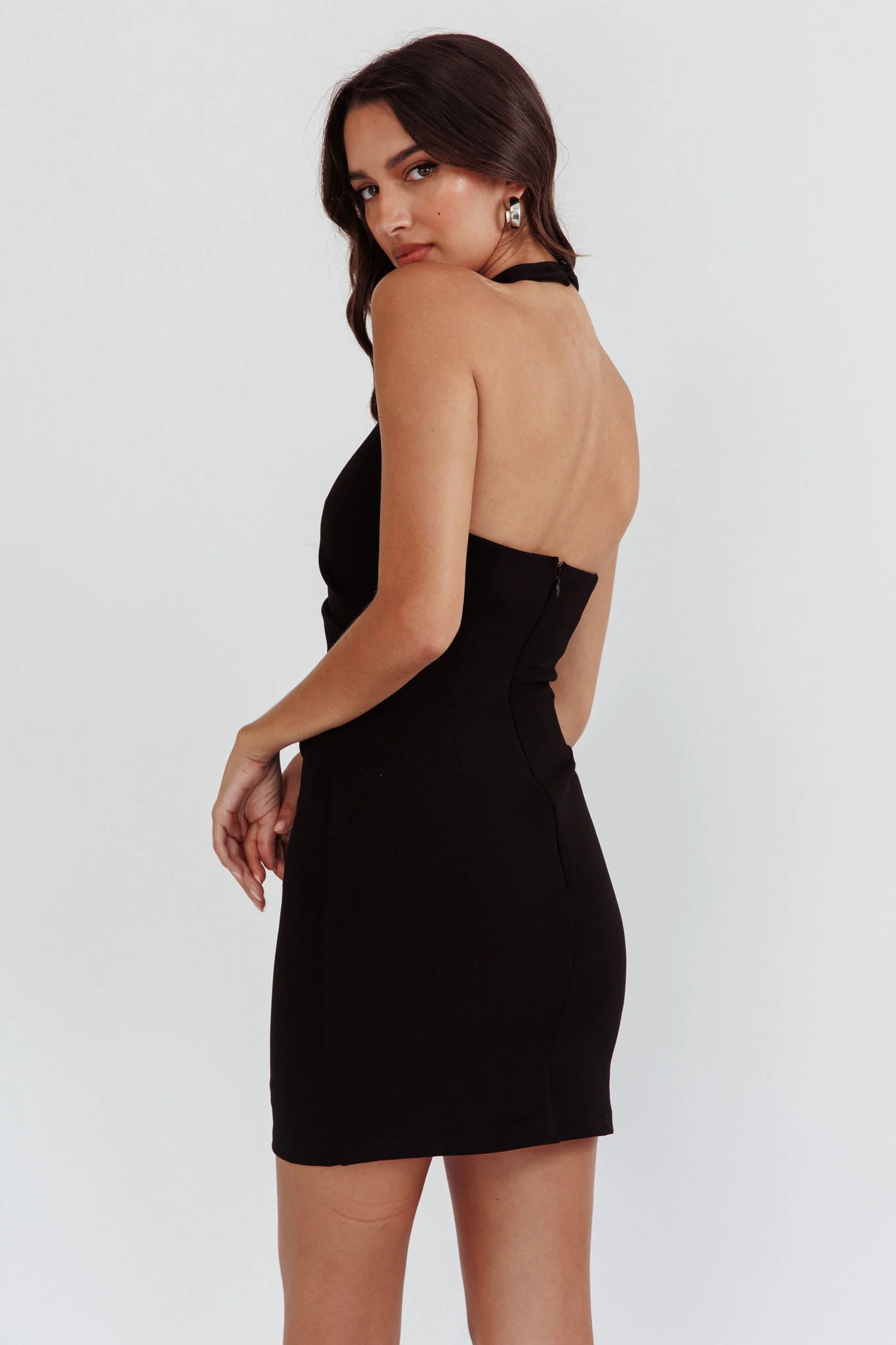 Outspoken Halterneck Mini Dress Black - Image 2