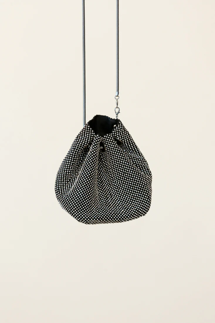 Own The Night Diamante Mesh Bag Black - Image 2
