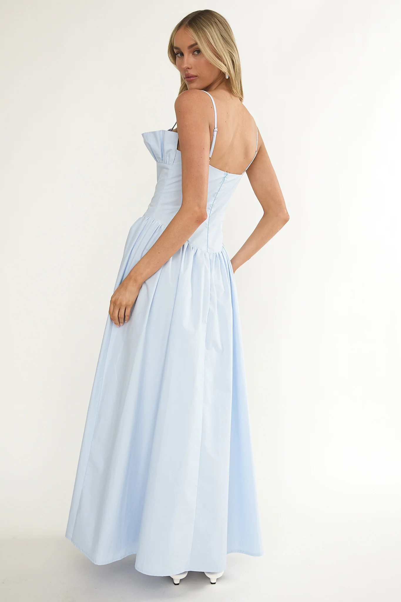 Pailin Frill Bust Maxi Dress Blue - Image 3