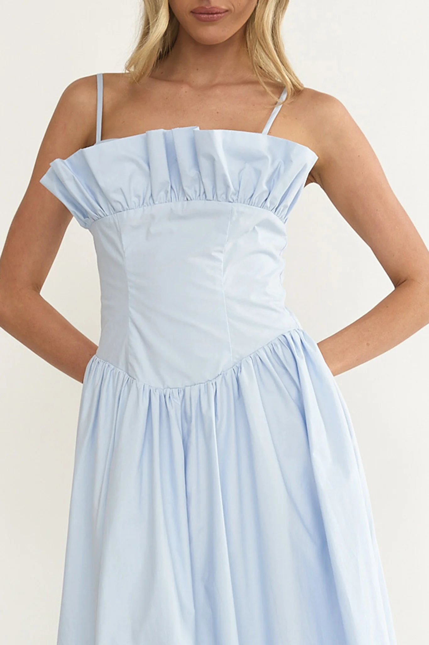 Pailin Frill Bust Maxi Dress Blue - Image 4