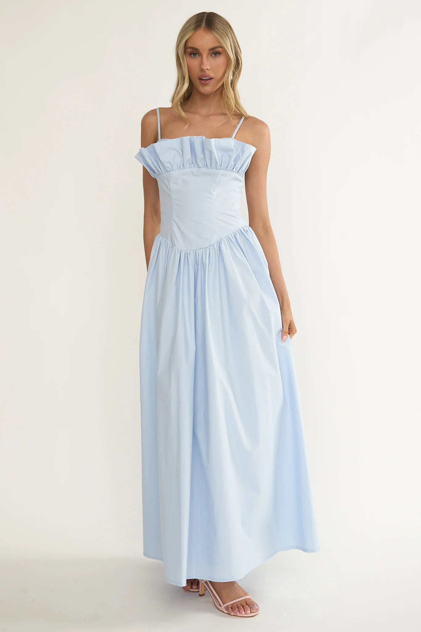 Pailin Frill Bust Maxi Dress Blue - Image 5