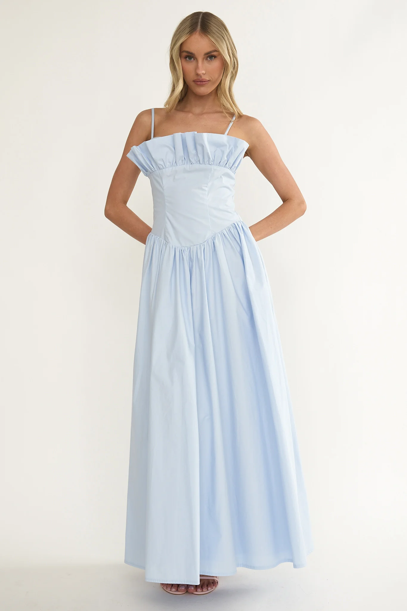Pailin Frill Bust Maxi Dress Blue - Image 6