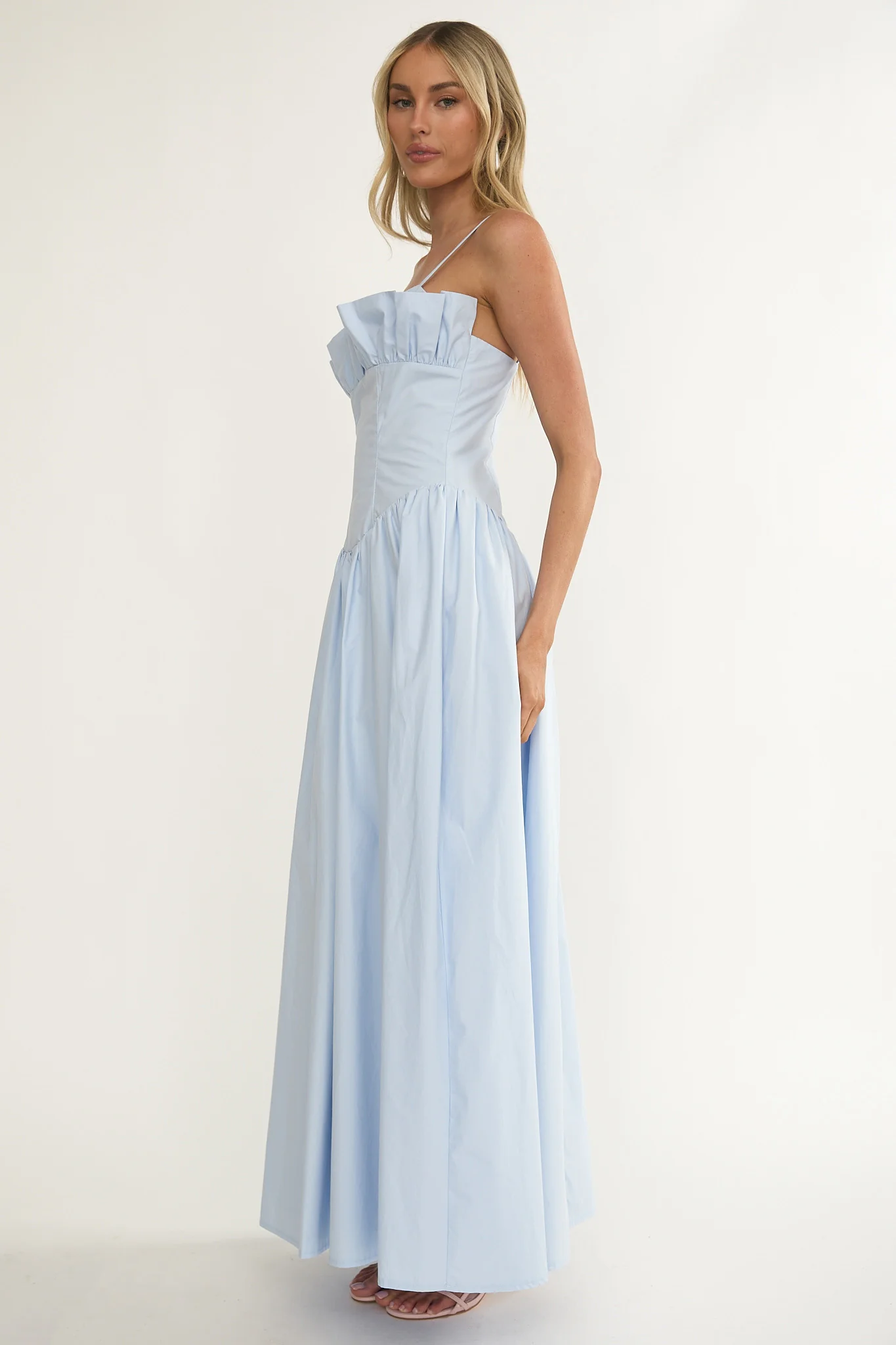 Pailin Frill Bust Maxi Dress Blue - Image 7