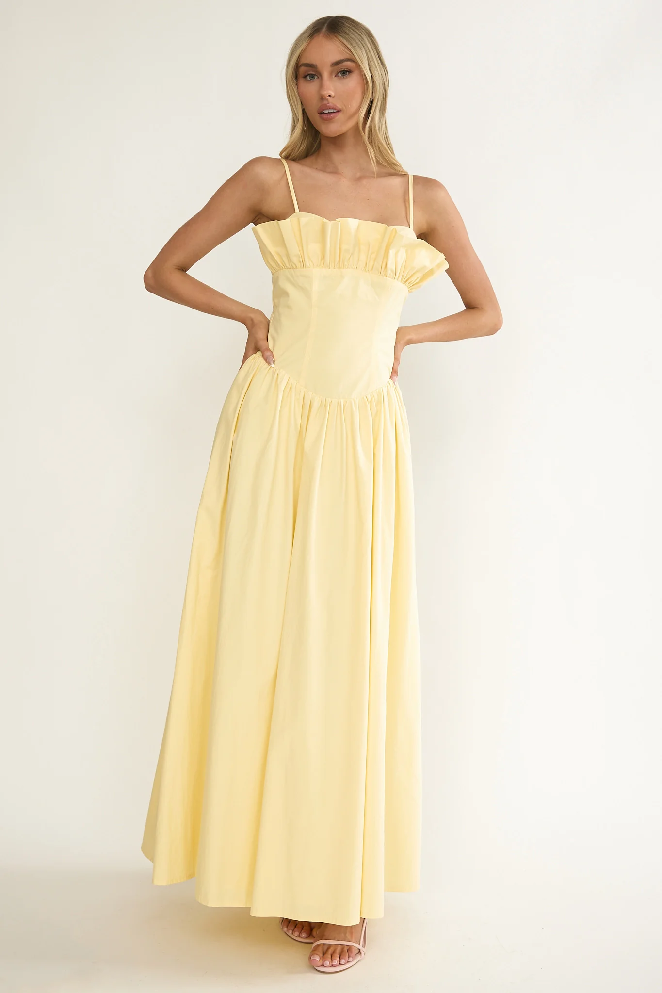 Pailin Frill Bust Maxi Dress Butter - Image 2