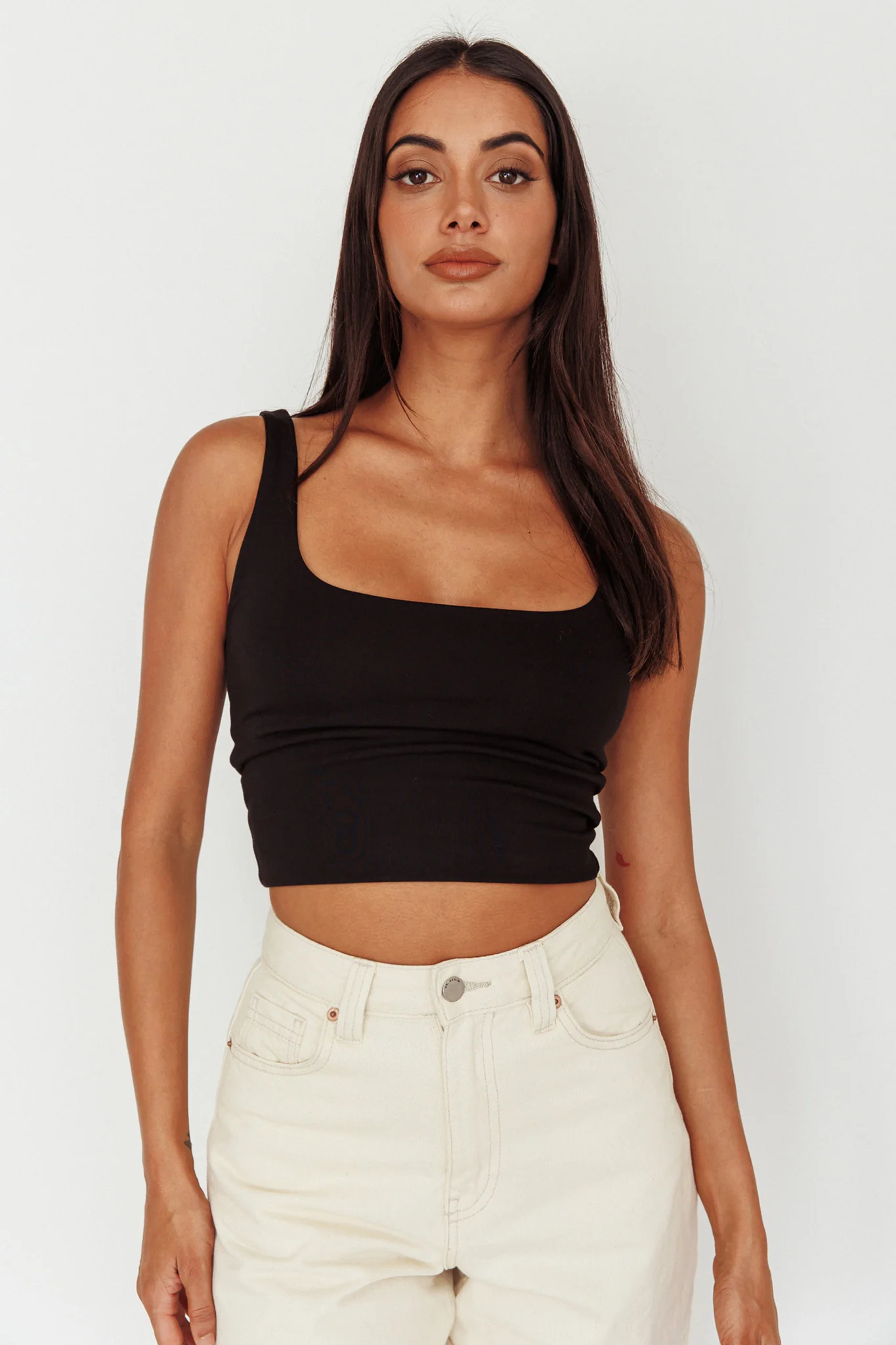 Pali U-Neckline Crop Top Black - Image 5