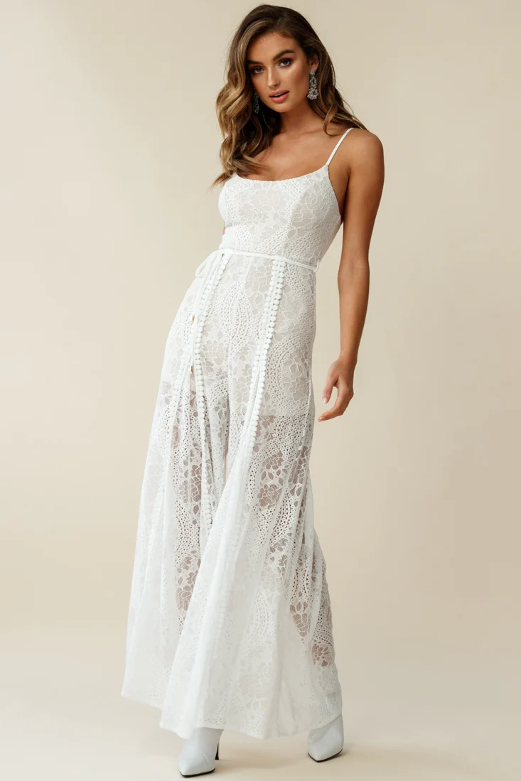 Palm Springs Lace Jumpsuit White - Image 2