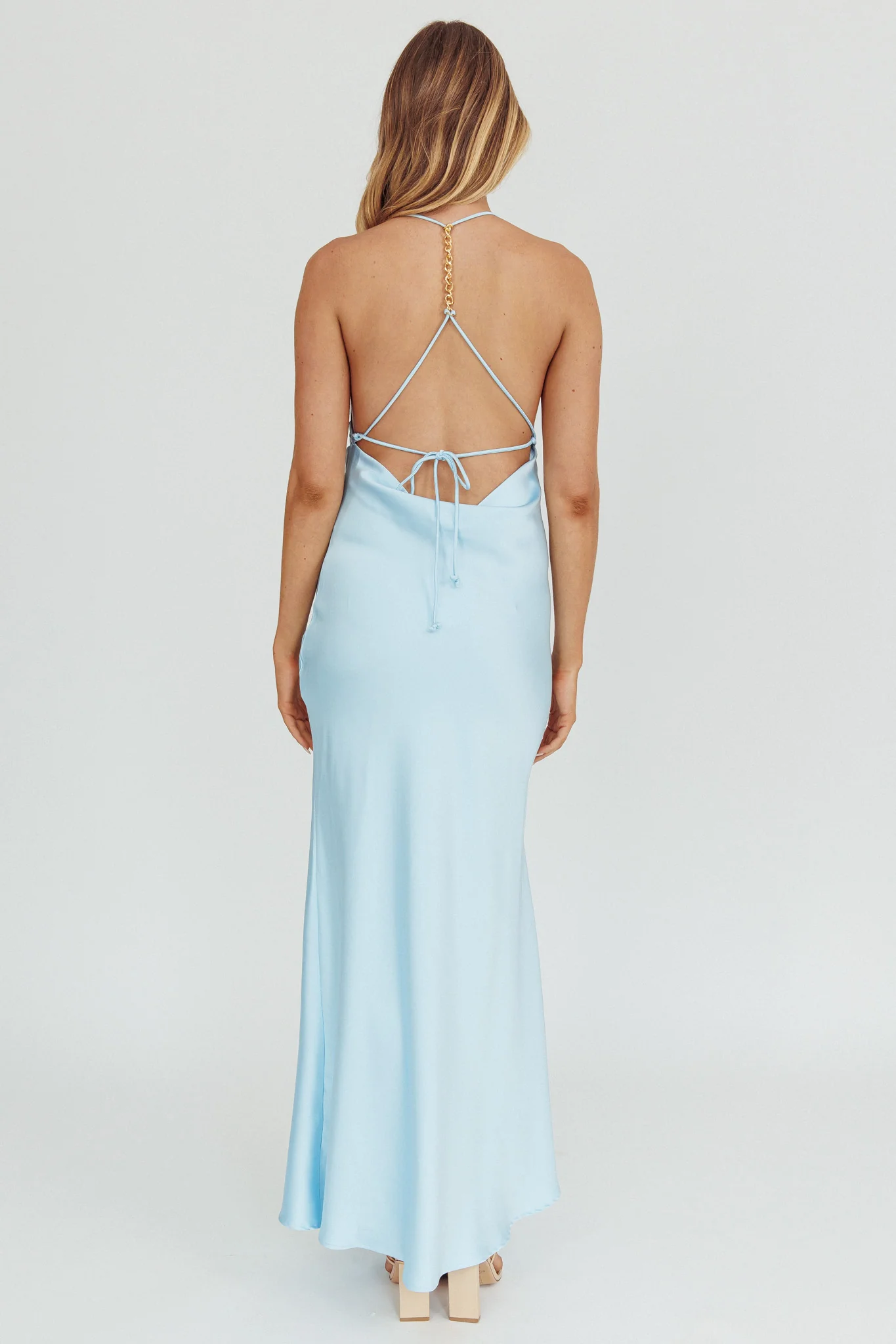 Palma Low Back Strappy Maxi Dress Baby Blue - Image 3