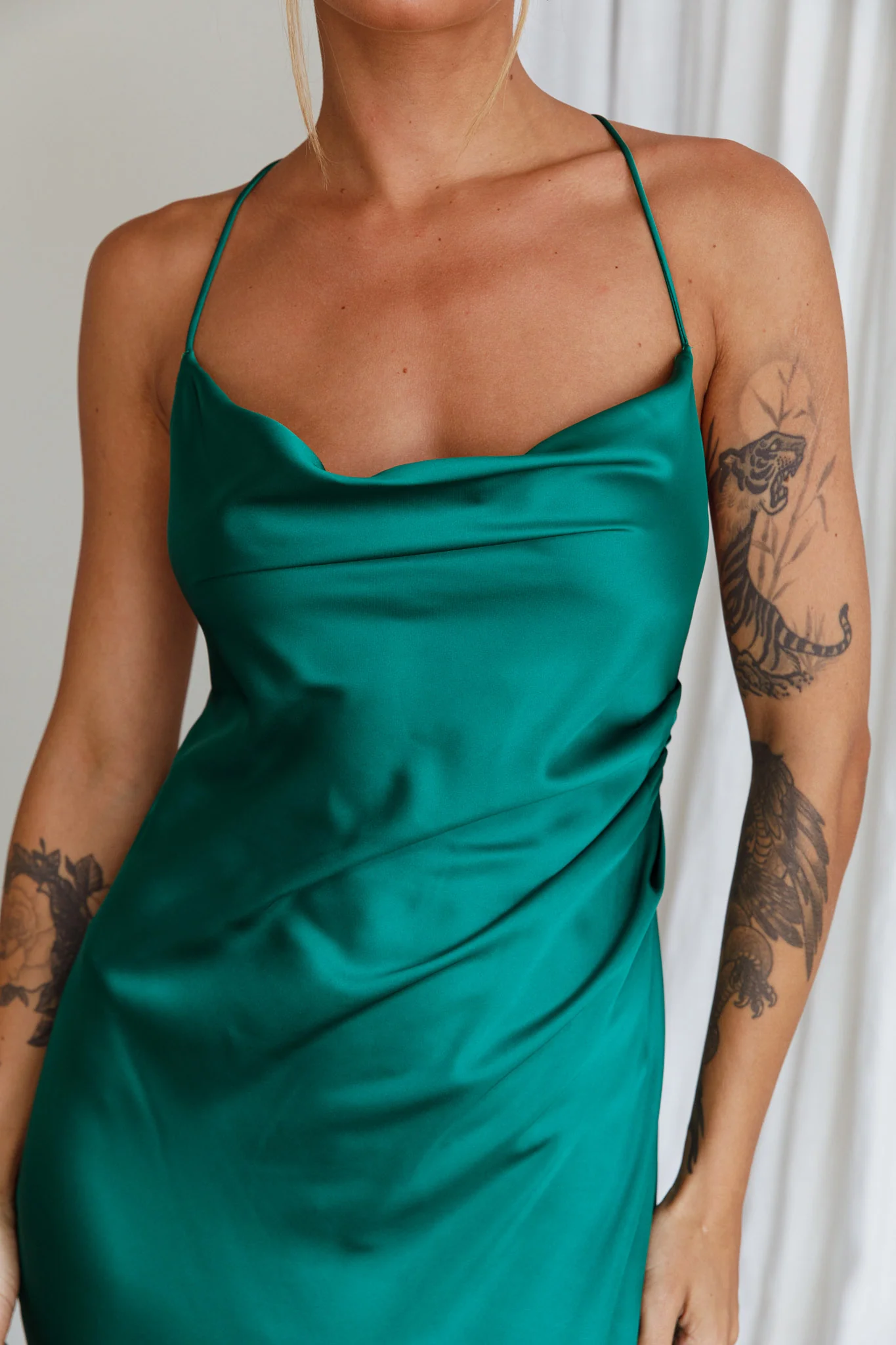 Palma Low Back Strappy Maxi Dress Emerald - Image 4