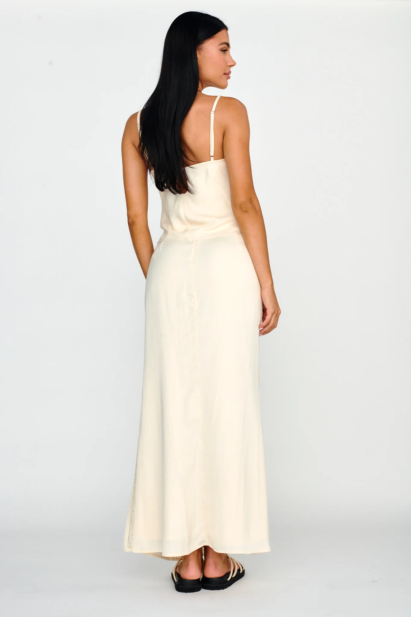 Pammy Lace Trim Maxi Skirt Oyster - Image 2