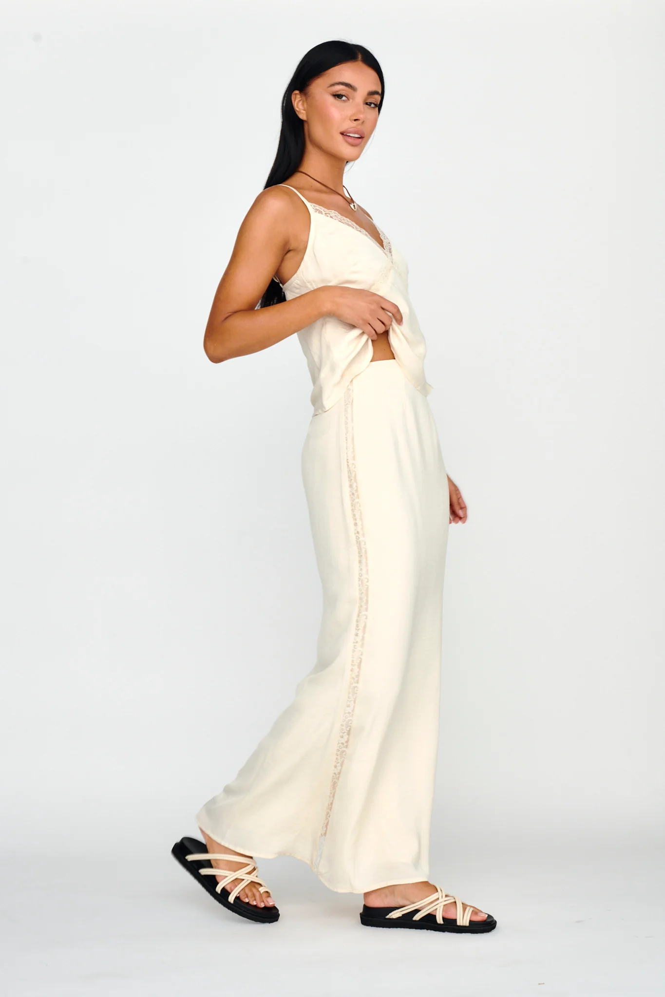 Pammy Lace Trim Maxi Skirt Oyster - Image 5