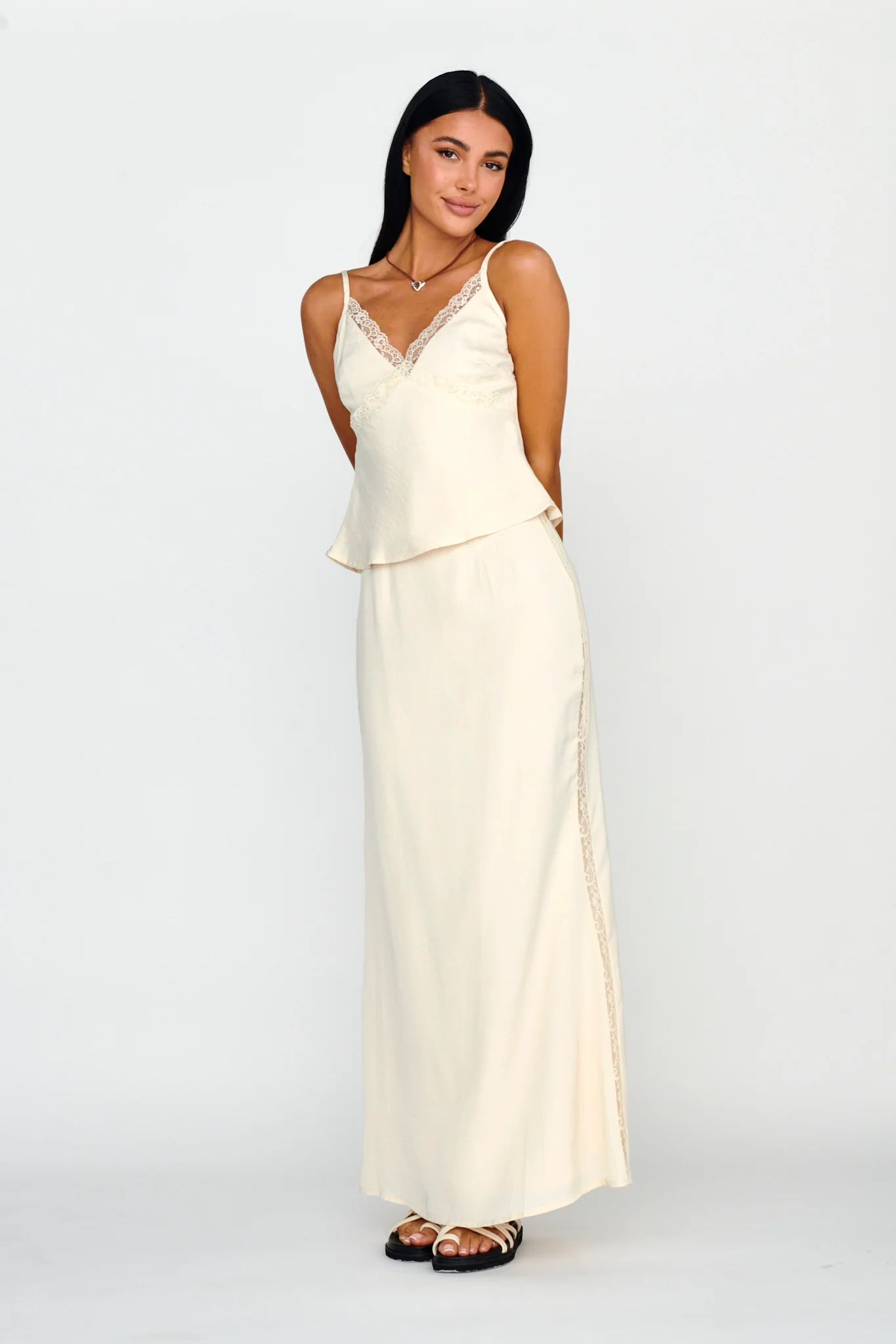 Pammy Lace Trim Top Oyster - Image 4