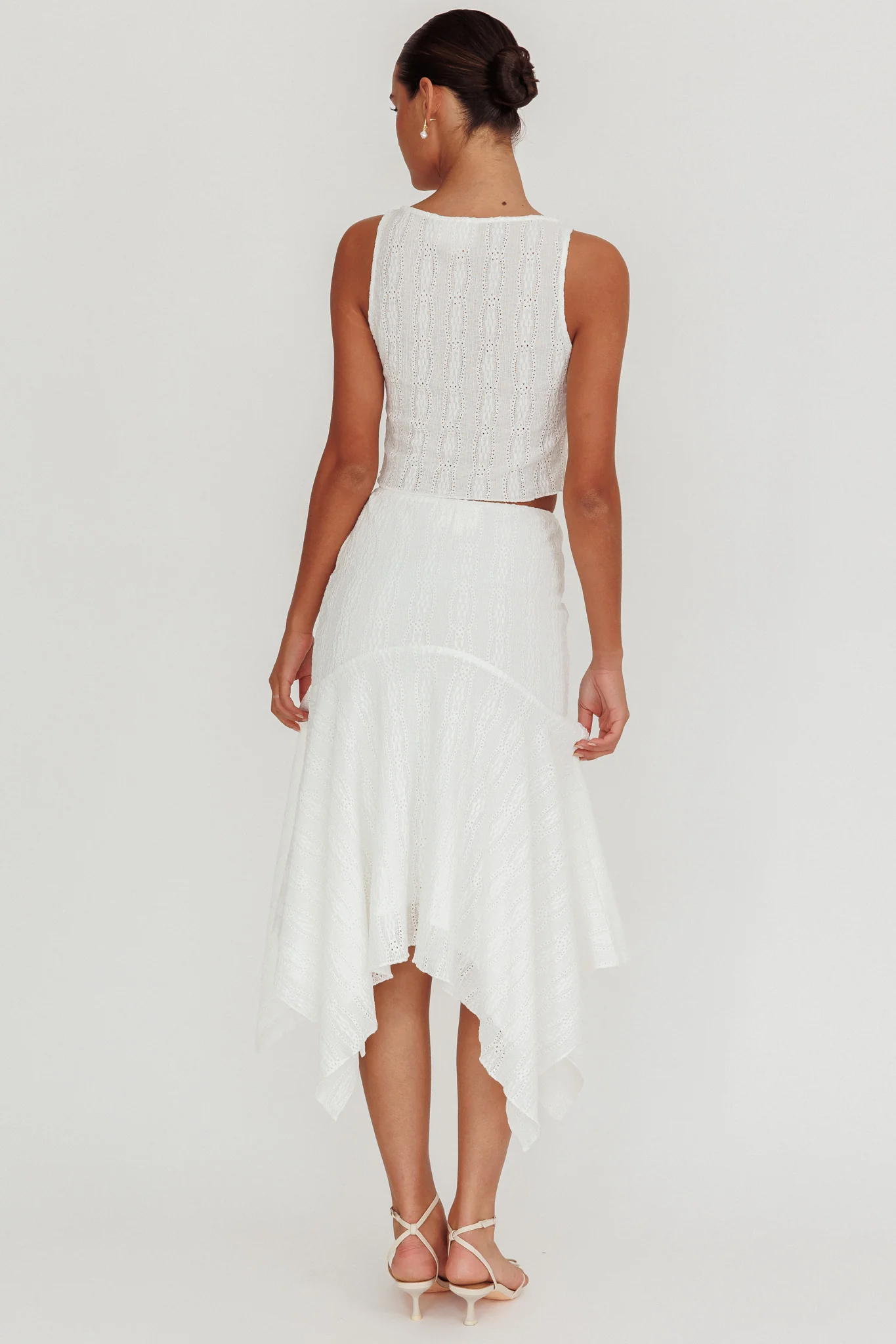 Paper Hearts Square Hem Midi Skirt White - Image 4