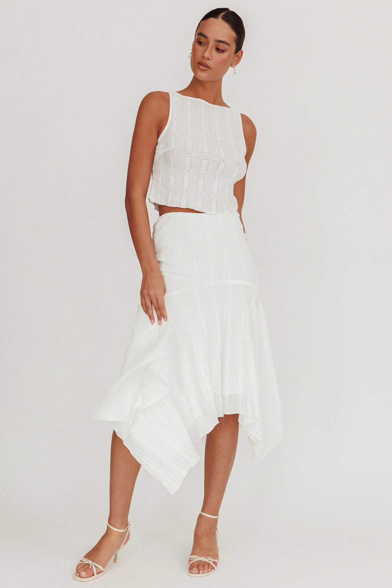 Paper Hearts Square Hem Midi Skirt White - Image 5