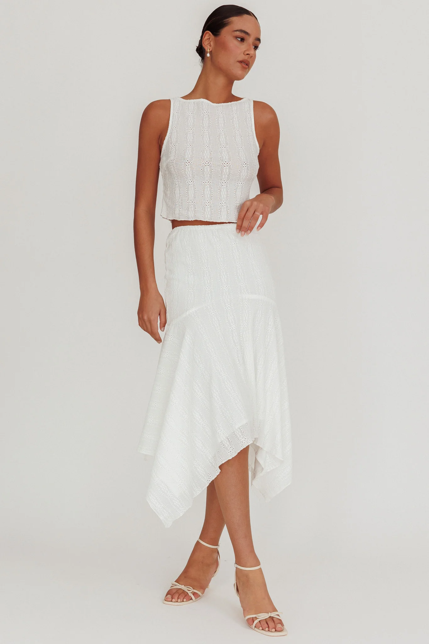 Paper Hearts Square Hem Midi Skirt White - Image 6