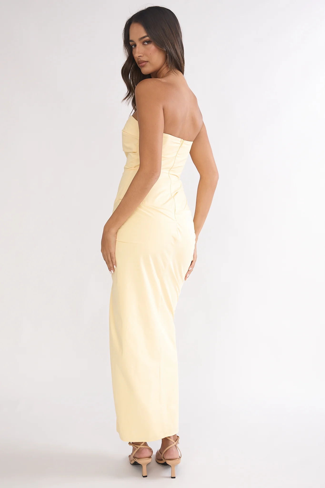 Paradisa Strapless Ruched Maxi Dress Banana - Image 2