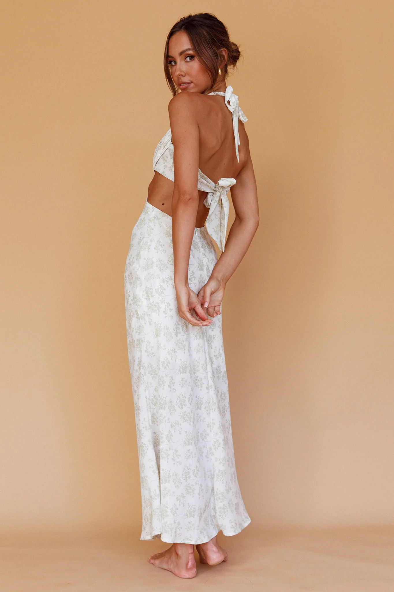 Paradise Found Cut-Out Midi Dress Floral Sage - Image 2