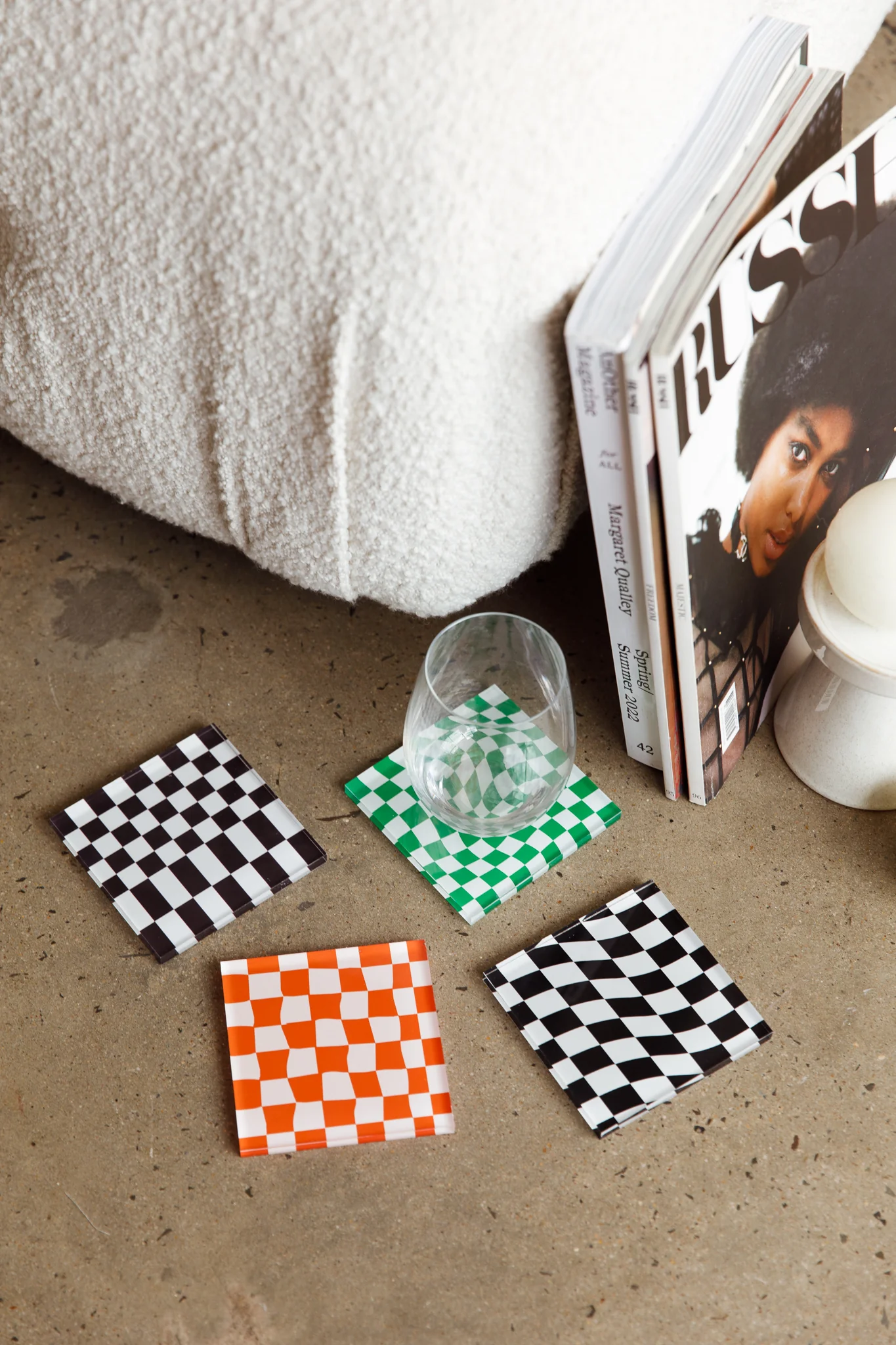 Paradiso 4pc Chessboard Acrylic Coaster Set - Image 2