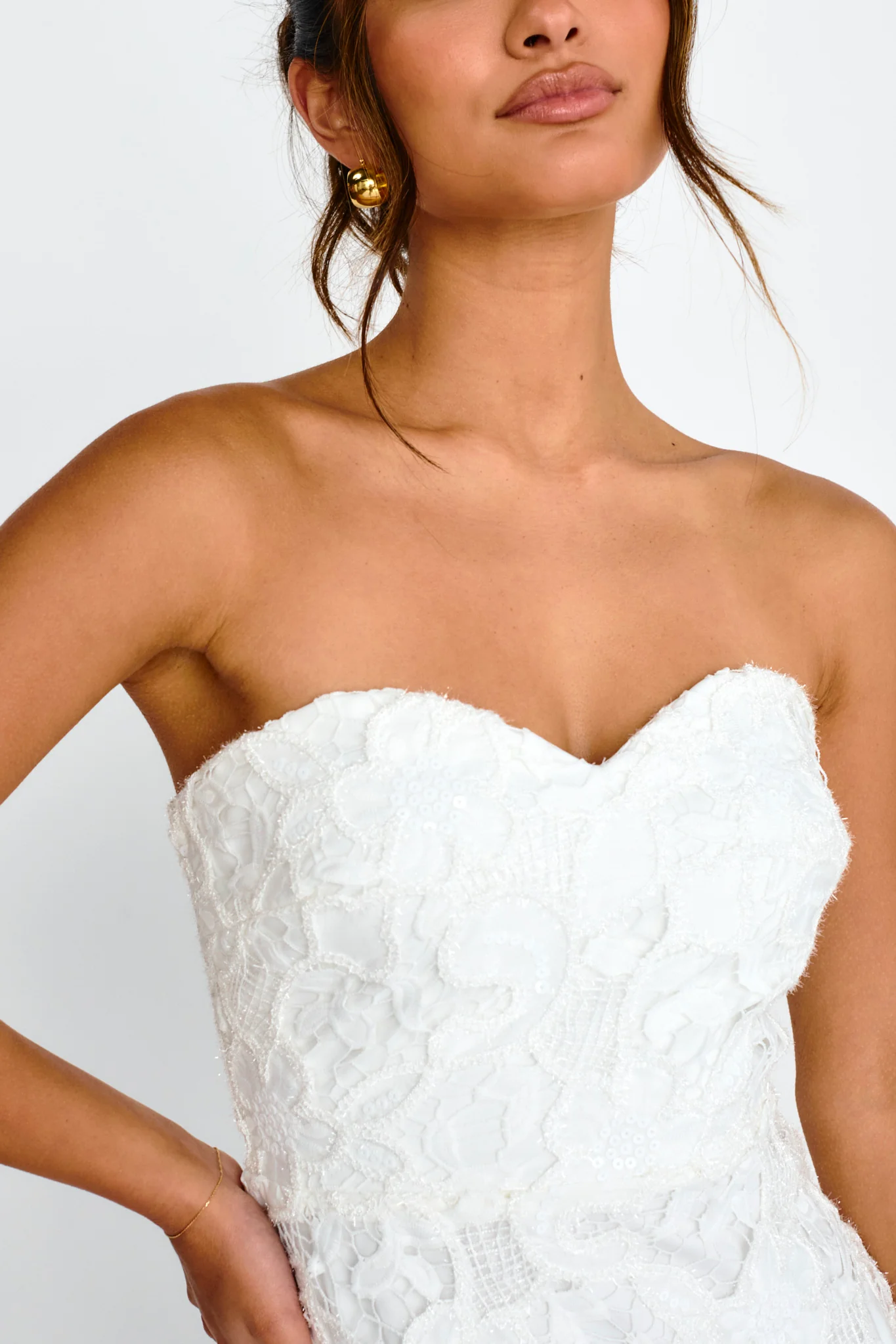 Parisa Sequin Embroidery Overlay Midi Dress White - Image 4