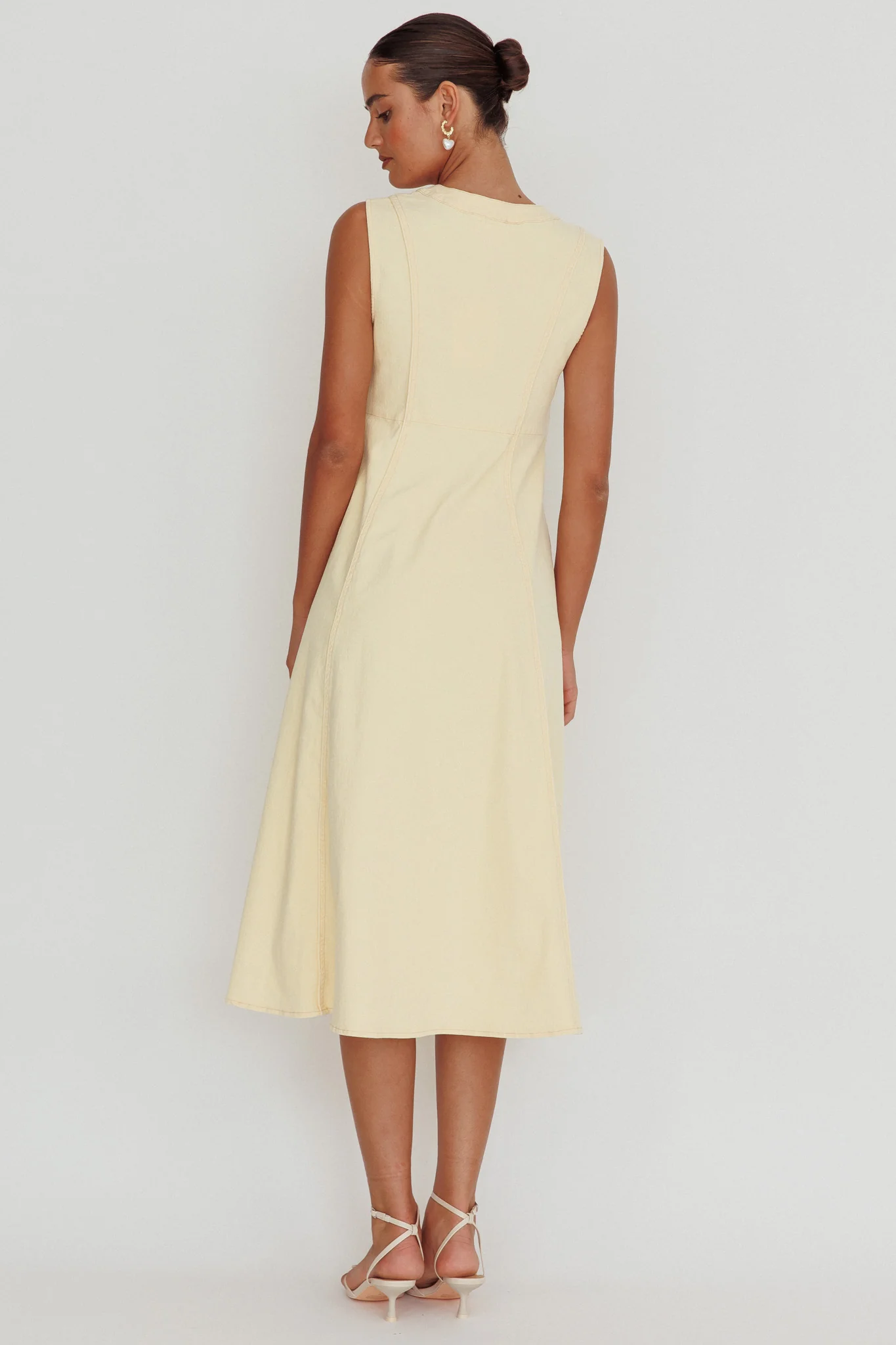Passionate Flame Sleeveless A-line Midi Dress Beige - Image 2