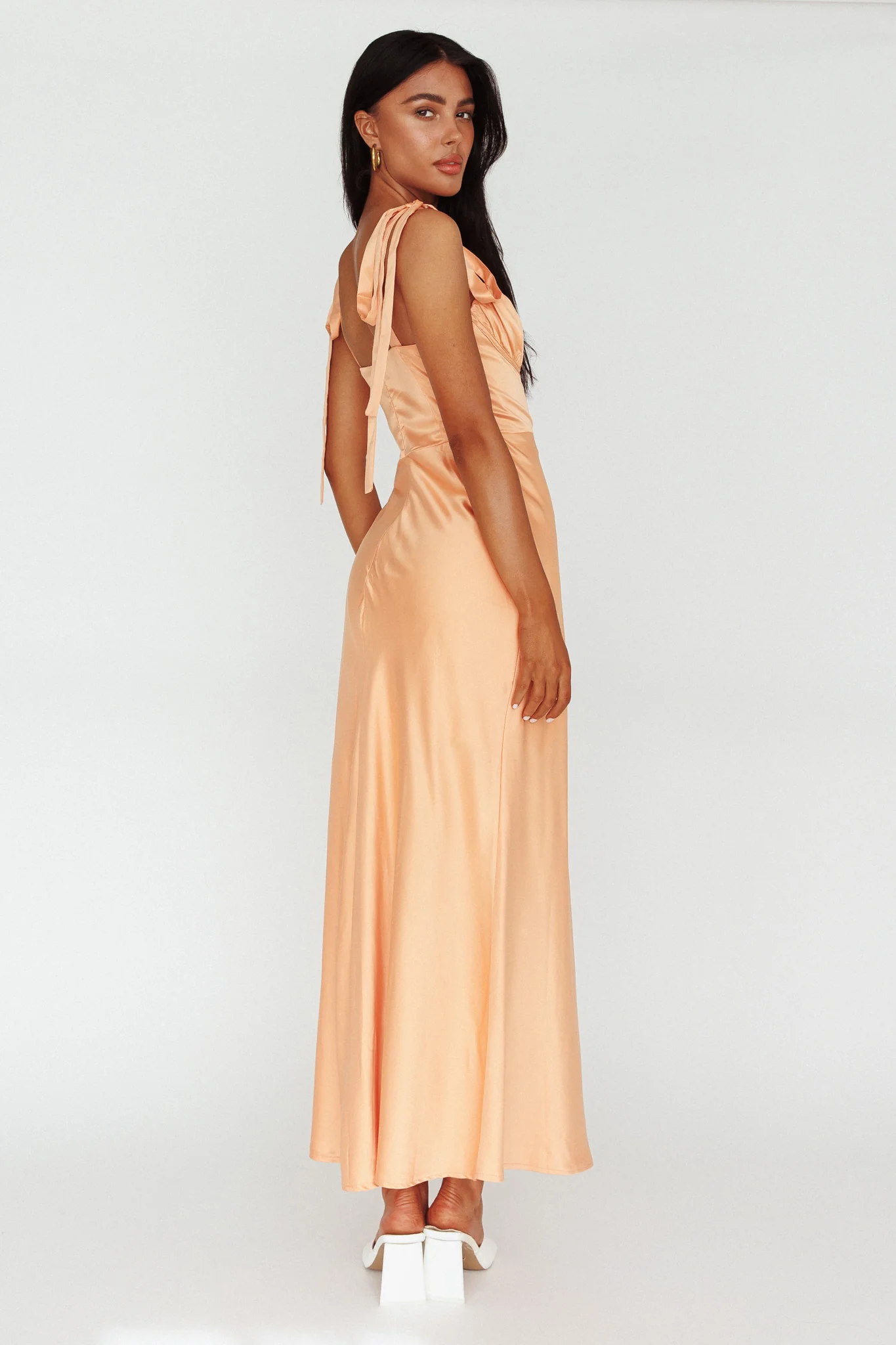 Pennelope Tied Shoulder Maxi Dress Orange - Image 2