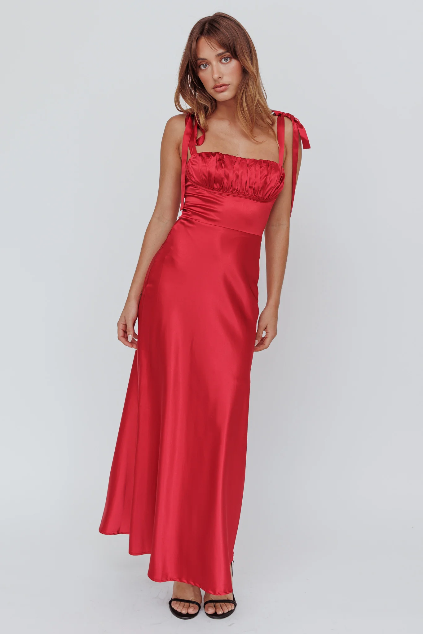 Pennelope Tied Shoulder Maxi Dress Wine - Image 5