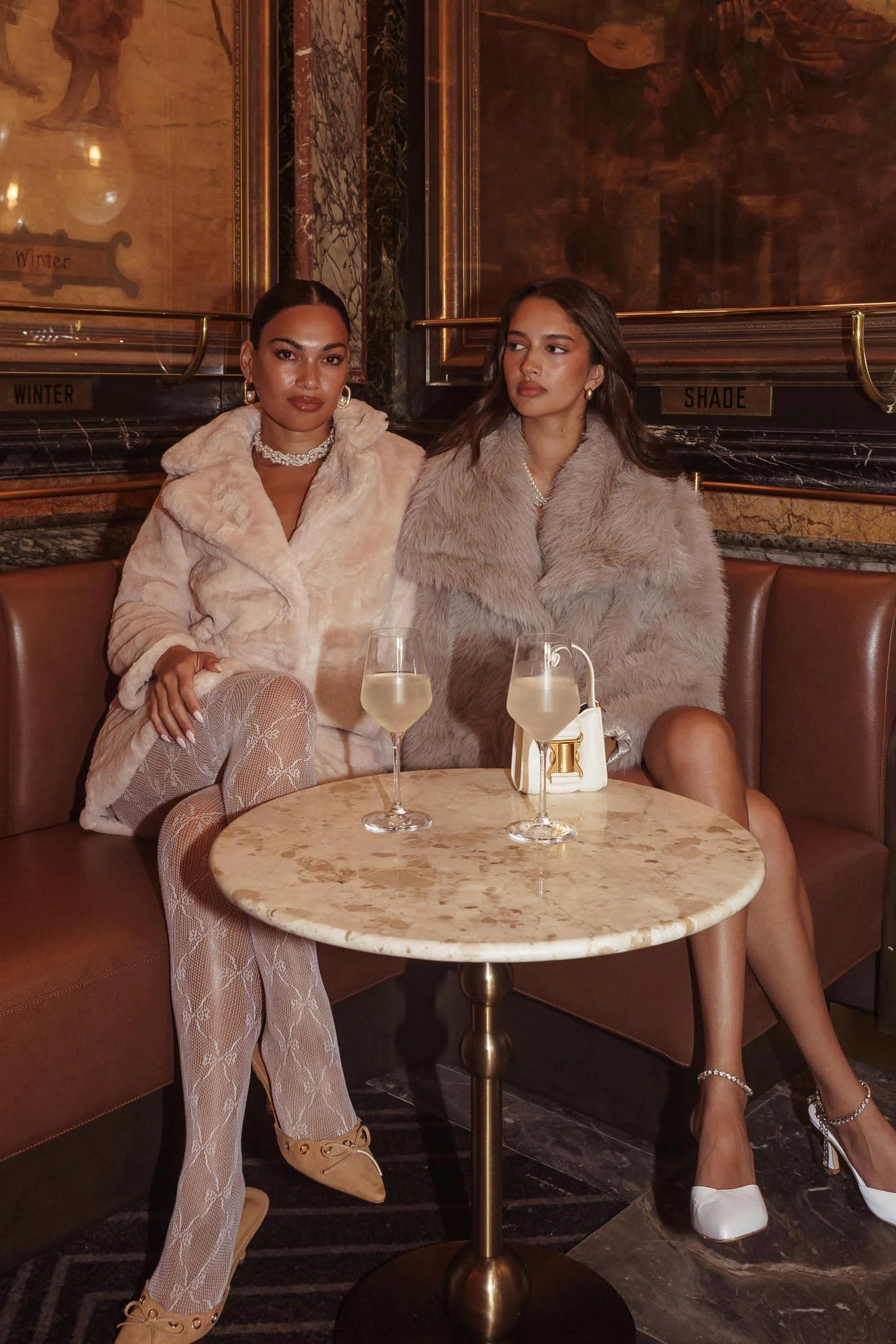 Perceptions Longline Faux Fur Coat Beige - Image 2