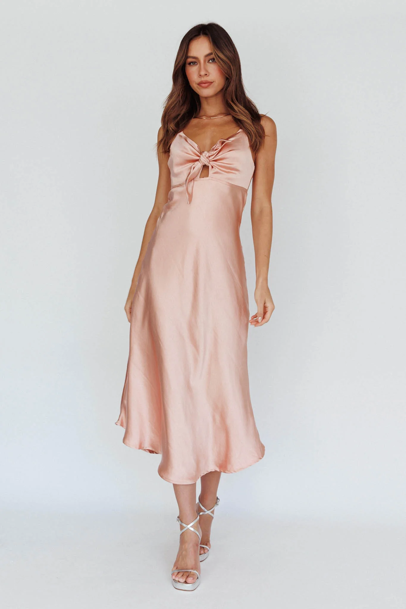 Perfect Day Satin Midi Dress Blush - Image 2