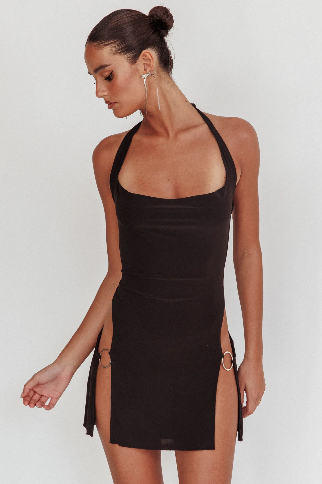 Perfect Storm O-Ring Halter Dress Black - Image 6