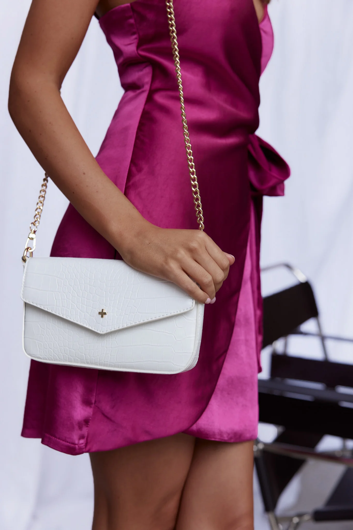 Peta And Jain Munroe Embossed Flap Bag White - Image 4